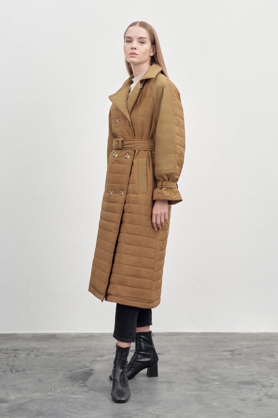 MIORI MONA DOUBLE BREASTED TRENCH COAT TAN