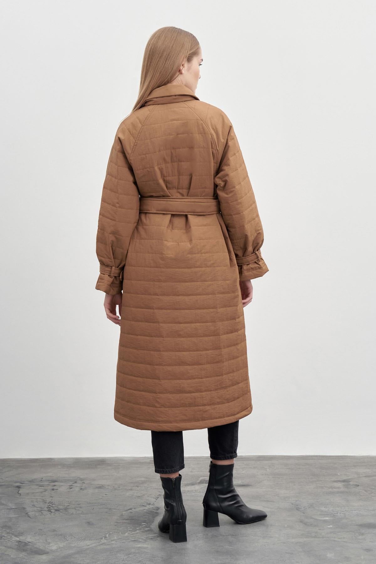 MIORI MONA DOUBLE BREASTED TRENCH COAT TAN