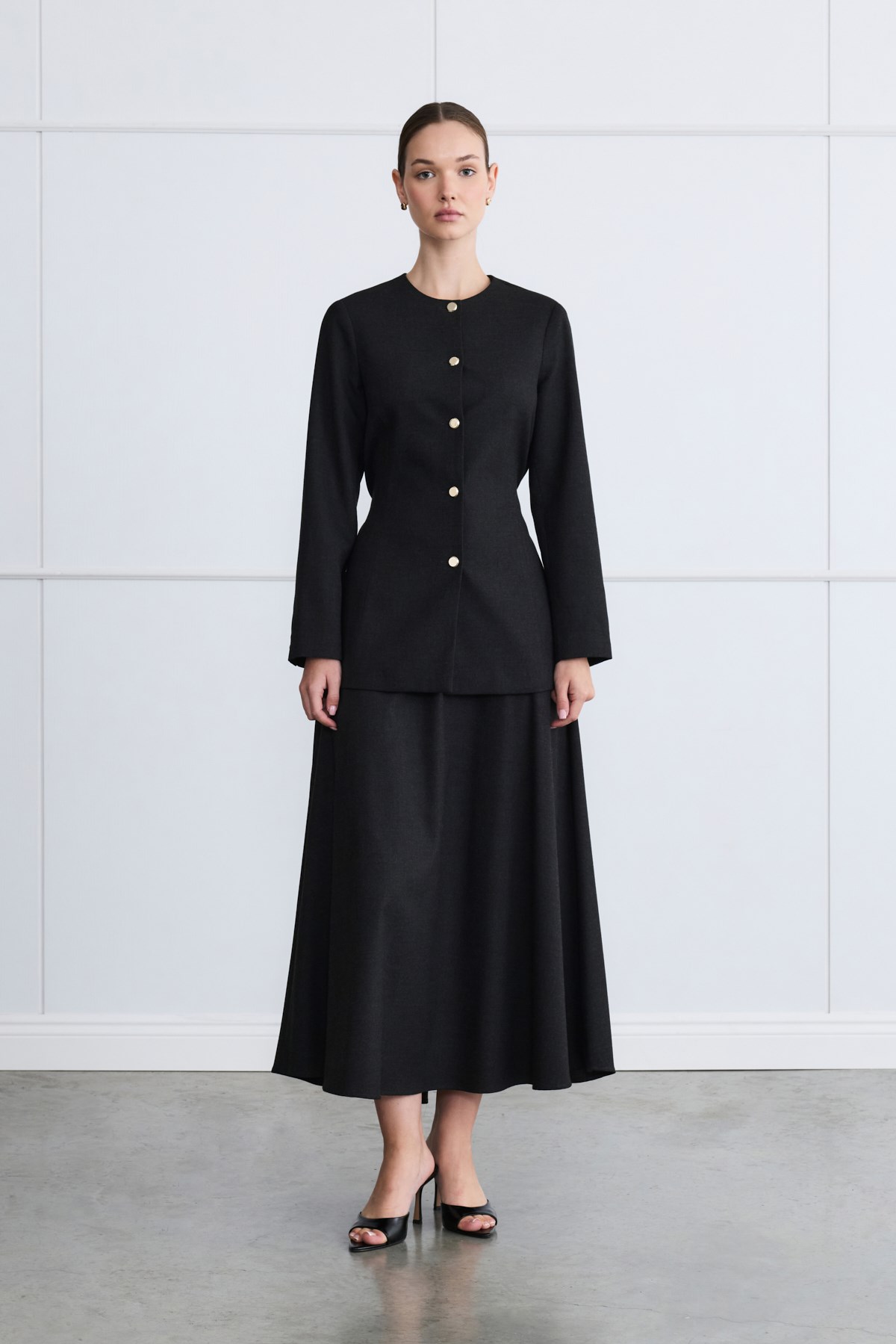MİORİ NATA KAŞMİR DOKU ETEKLİ TAKIM SİYAH