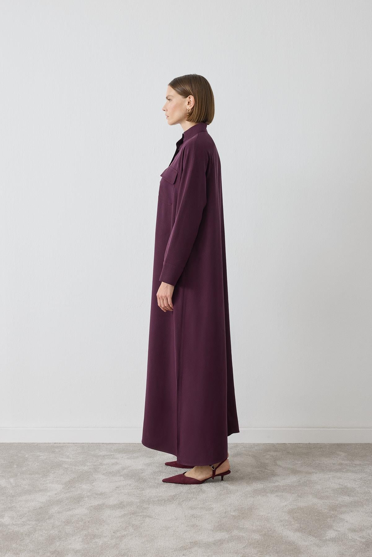 MIORI SILVA TENCEL DRESS BURGUNDY