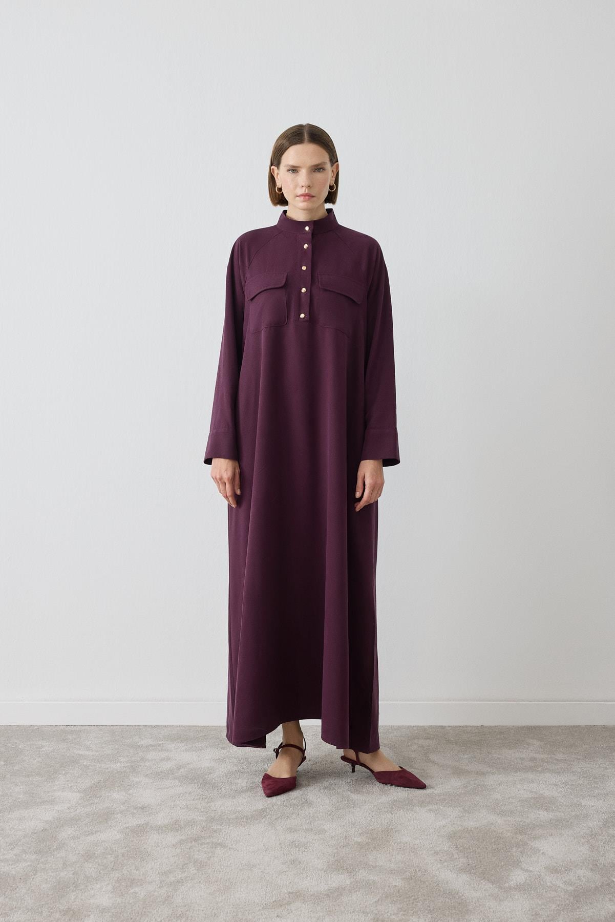 MIORI SILVA TENCEL DRESS BURGUNDY