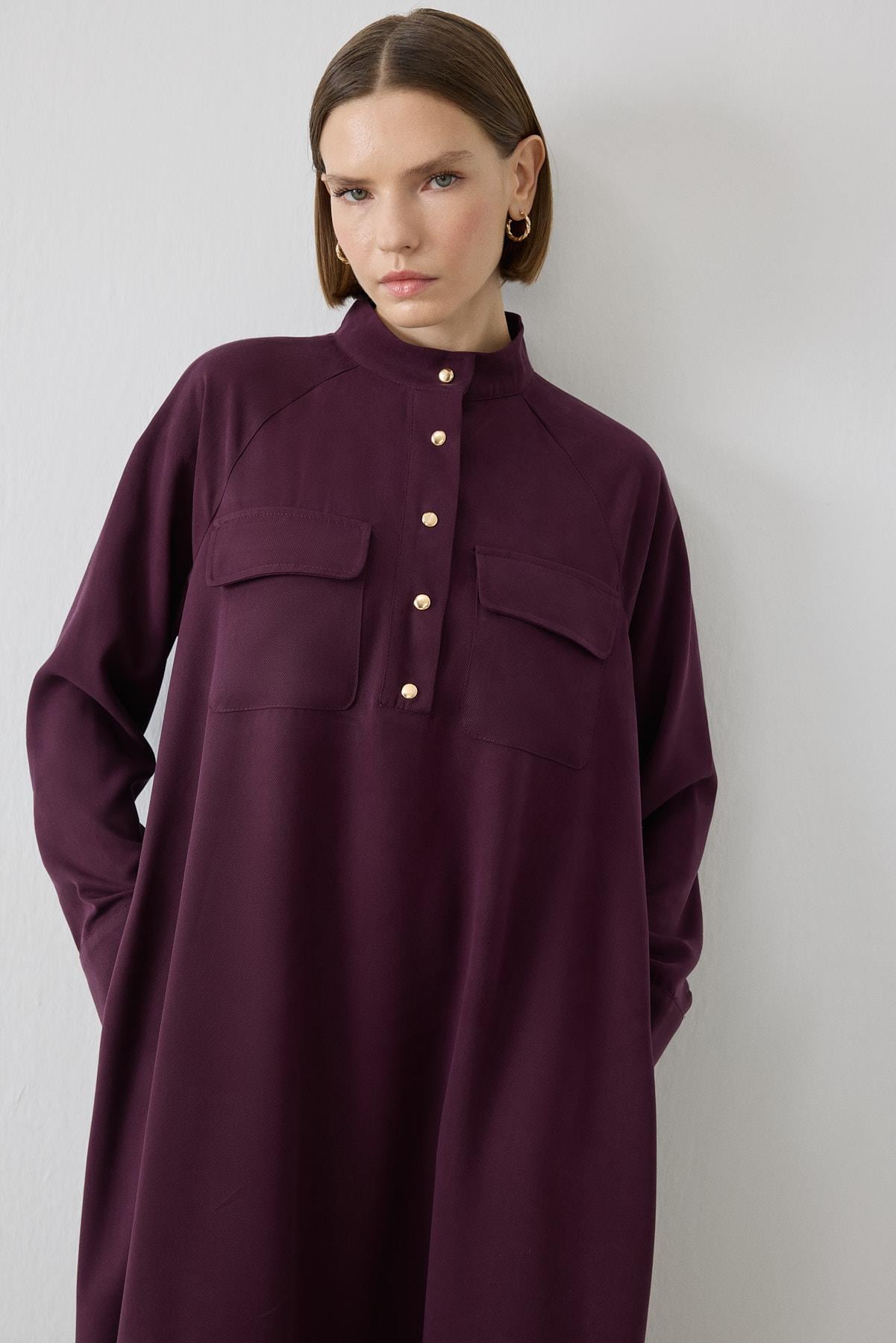 MIORI SILVA TENCEL DRESS BURGUNDY