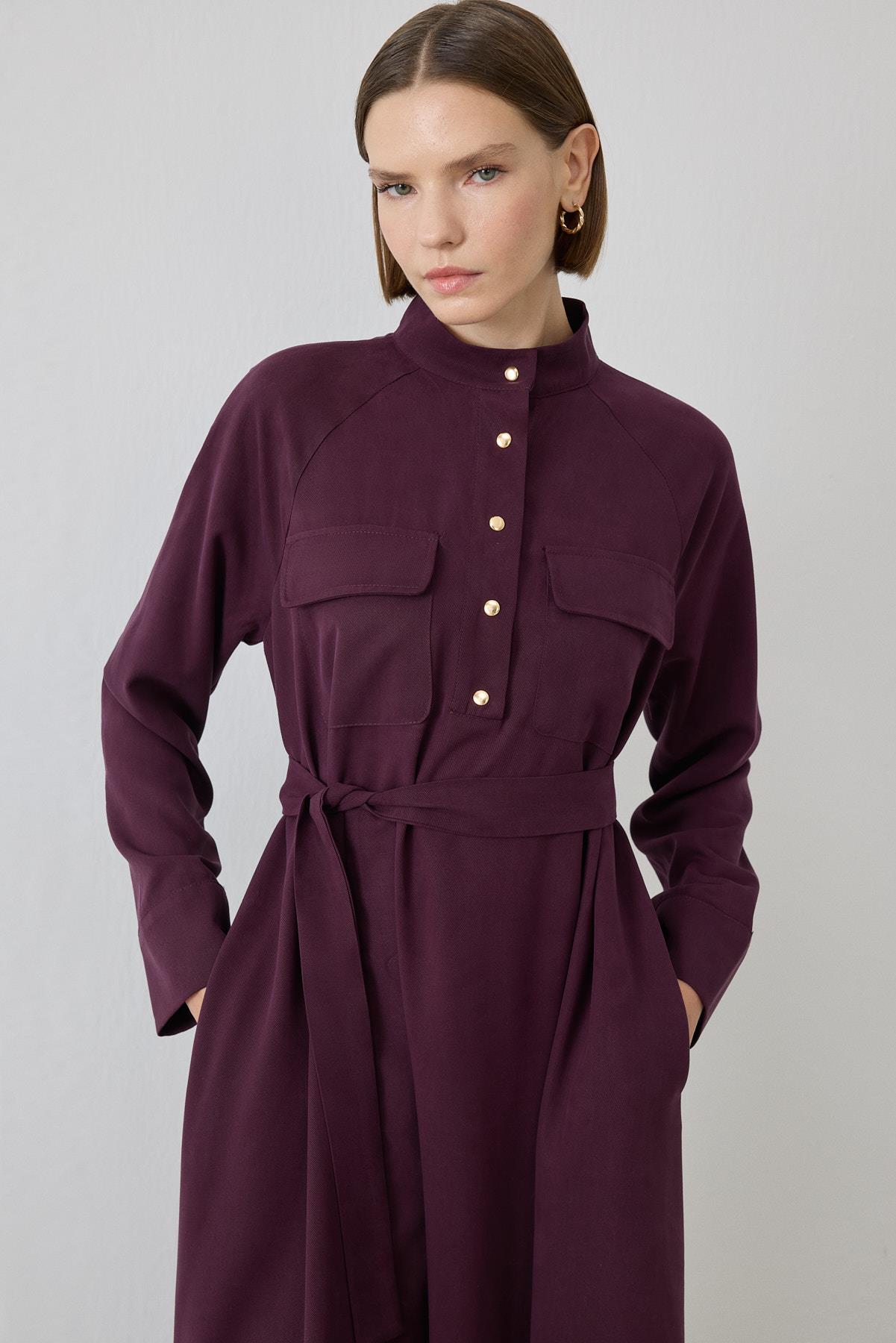 MIORI SILVA TENCEL DRESS BURGUNDY