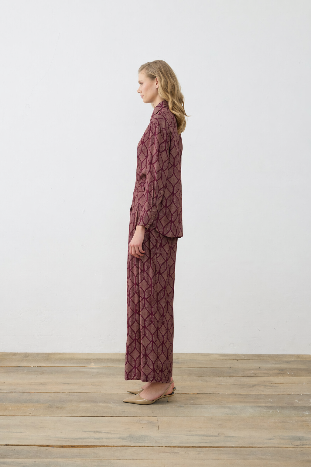 MİORİ TORİNO RAYON VİSKON PANTOLONLU TAKIM BORDO