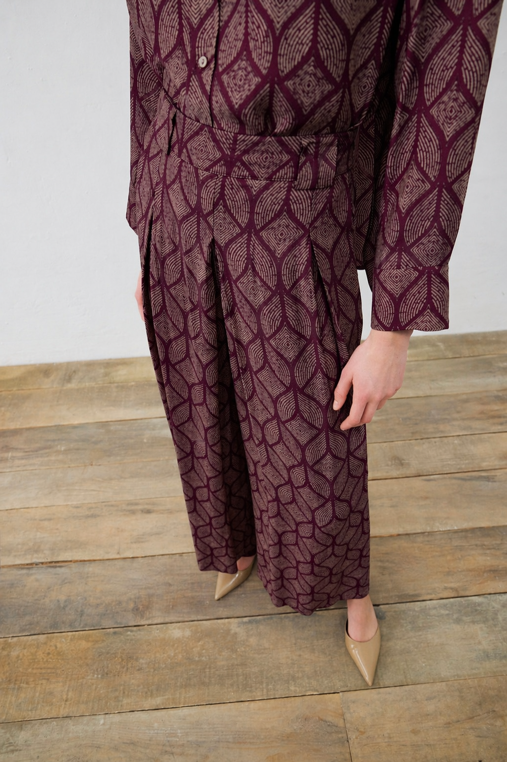 MİORİ TORİNO RAYON VİSKON PANTOLONLU TAKIM BORDO