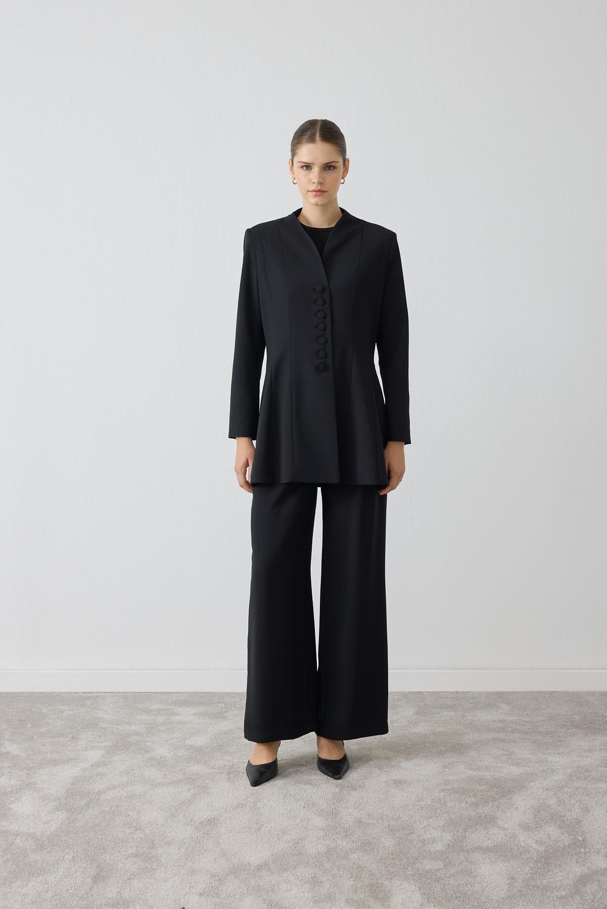 MIORI VESS BRIT BUTTONED PANTS SET BLACK