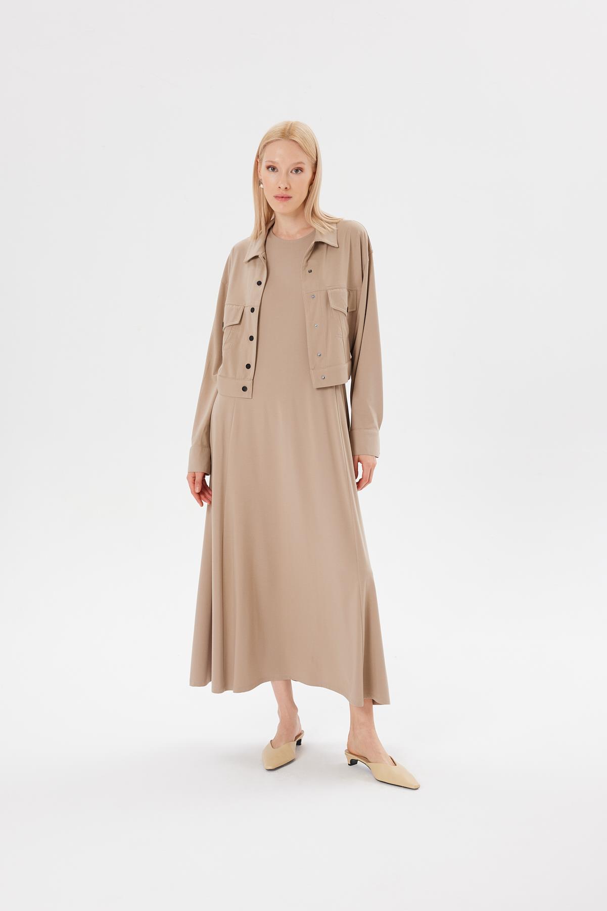 MODAL JERSEY CROPPED JACKET MINK