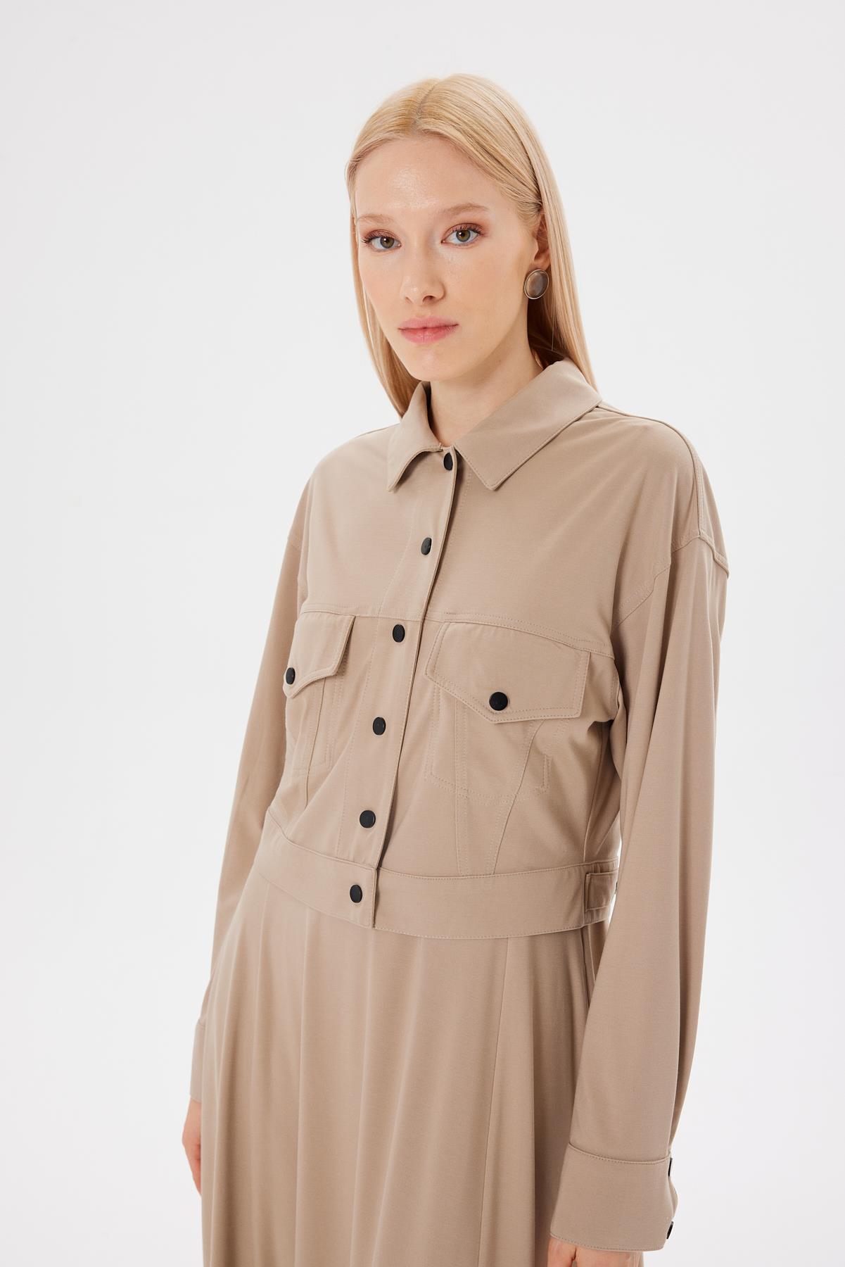MODAL JERSEY CROPPED JACKET MINK