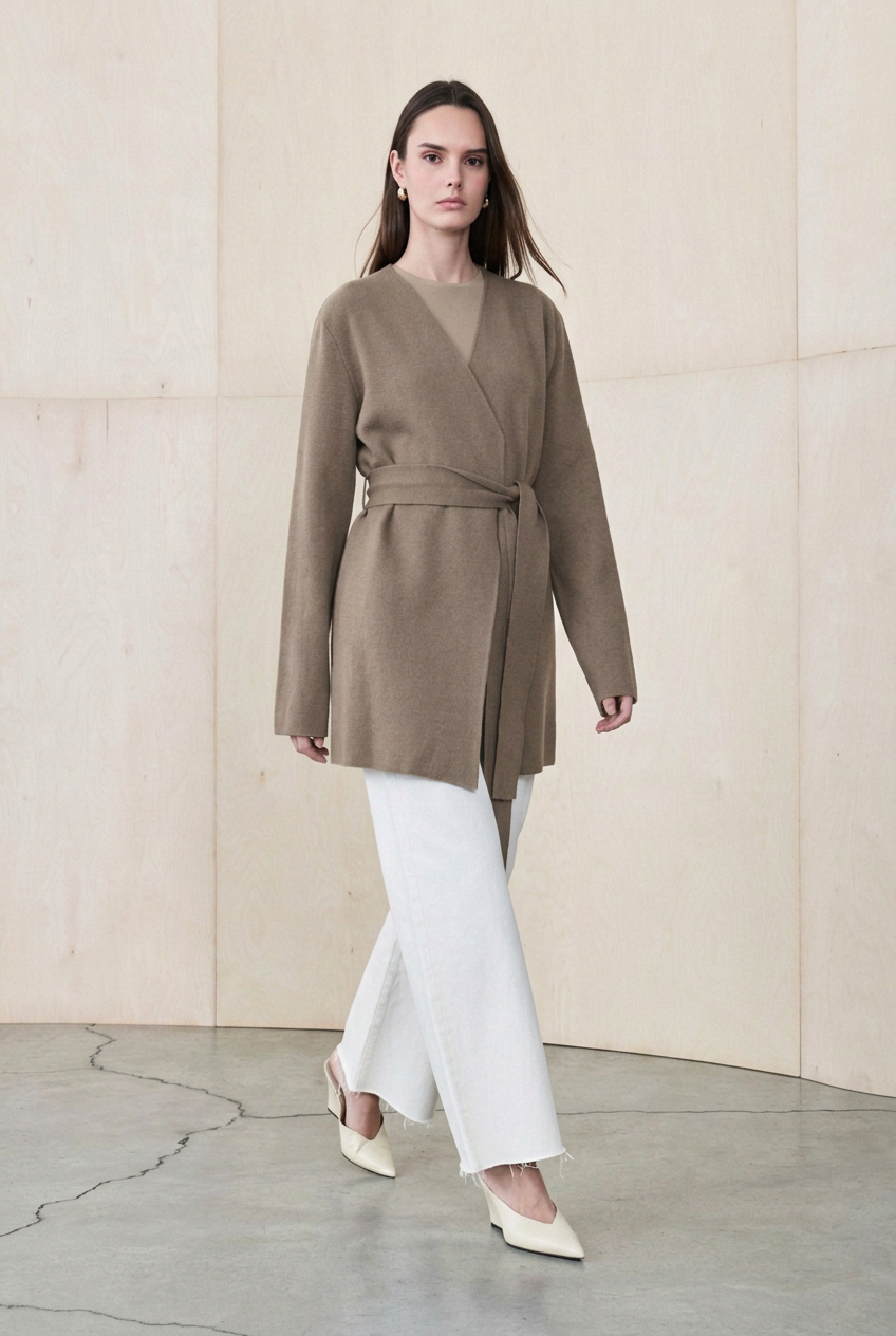 MONA VISCOSE KNITWEAR CARDIGAN BEIGE