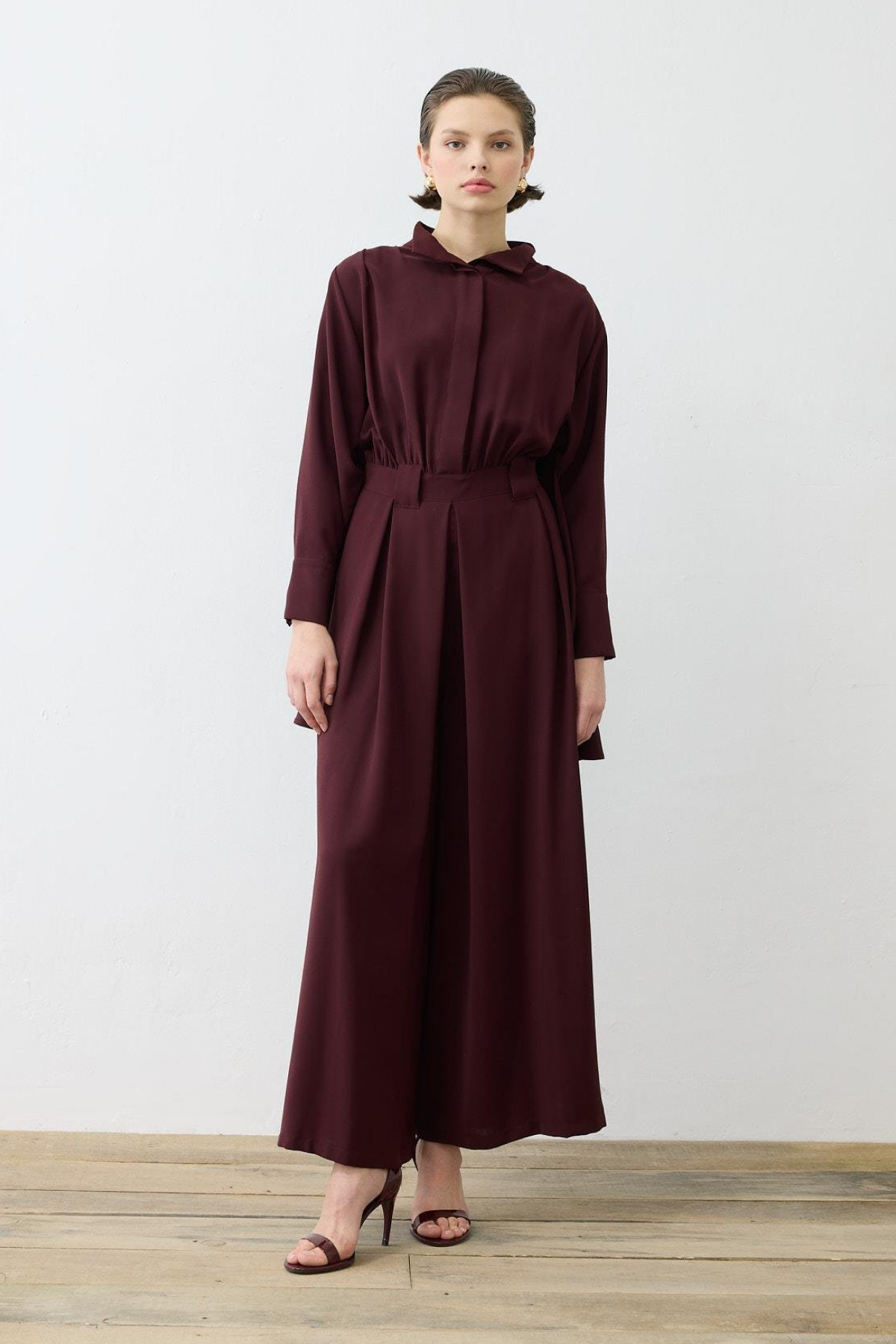 MONICA CREPE JUMPSUIT BURGUNDY