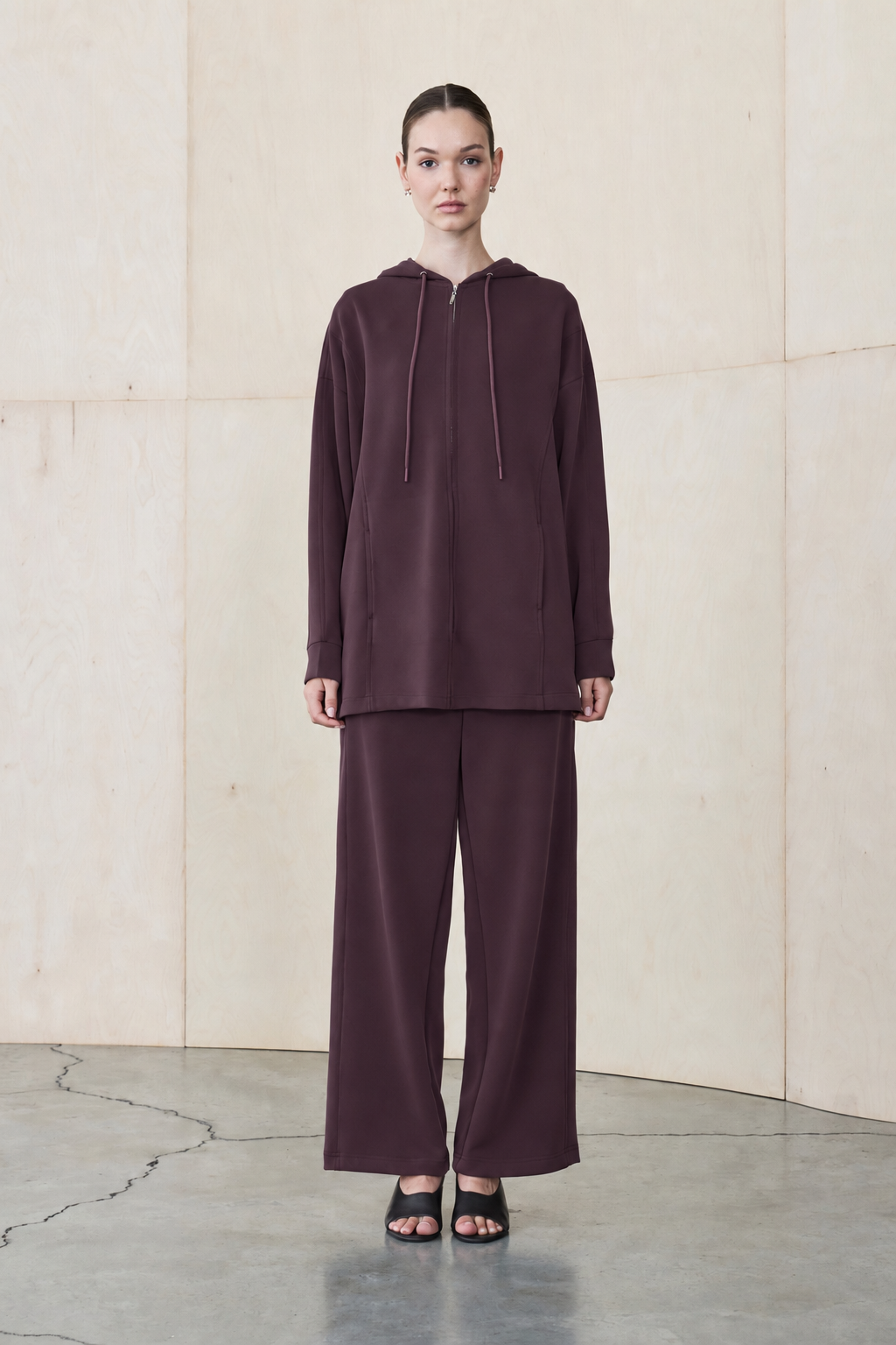 NEVA MODAL PANTS SET BURGUNDY