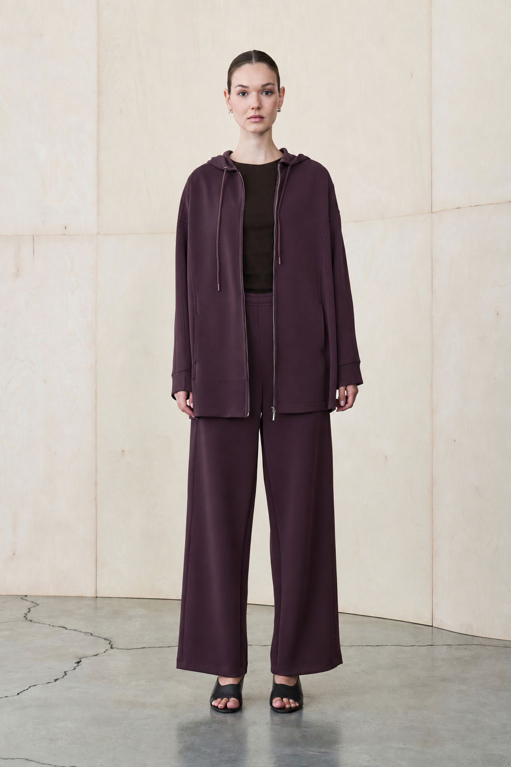 NEVA MODAL PANTS SET BURGUNDY
