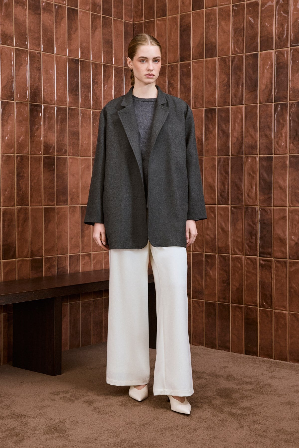 NEVA VİSKON BLAZER CEKET GRİMELANJ