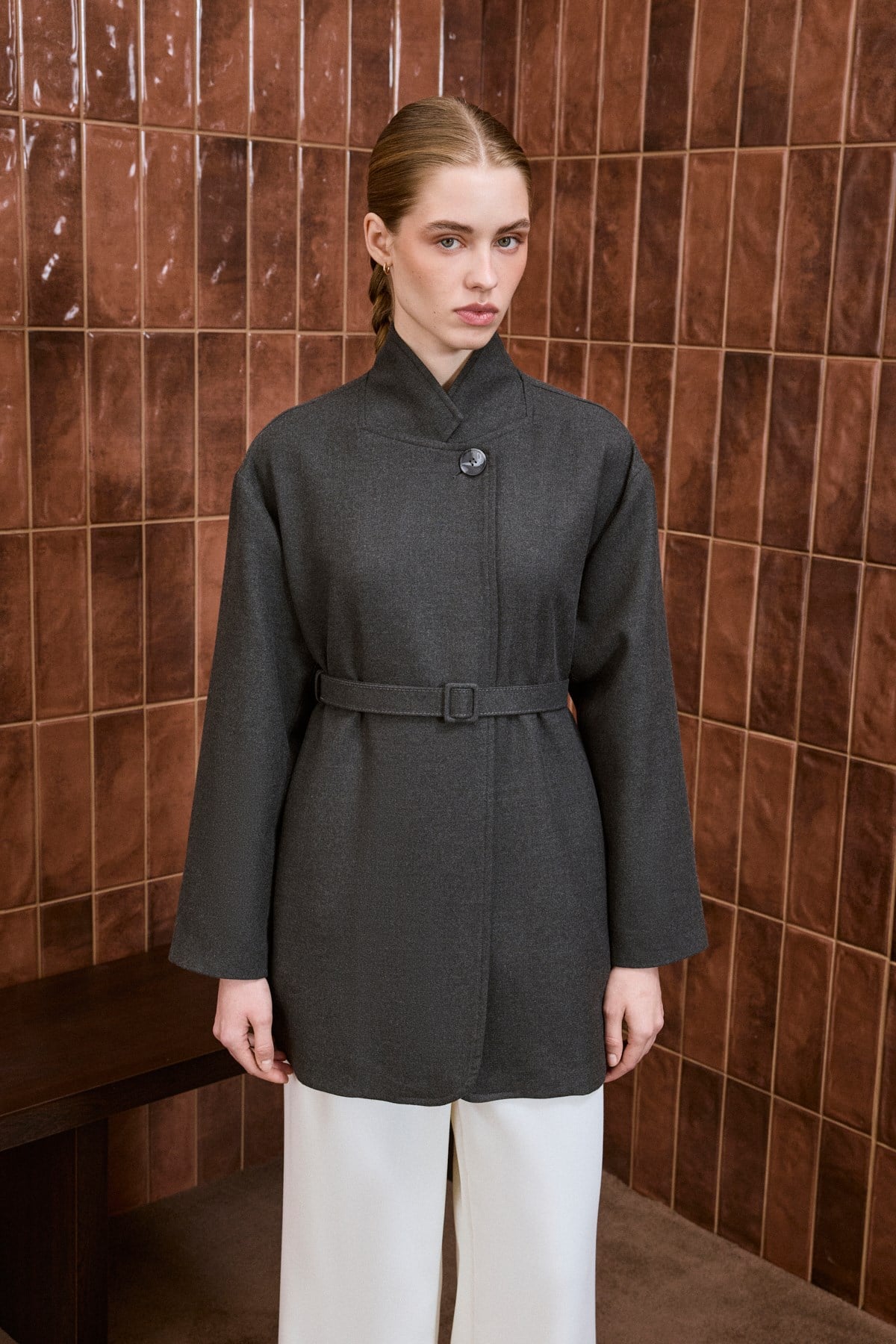 NEVA VİSKON BLAZER CEKET GRİMELANJ