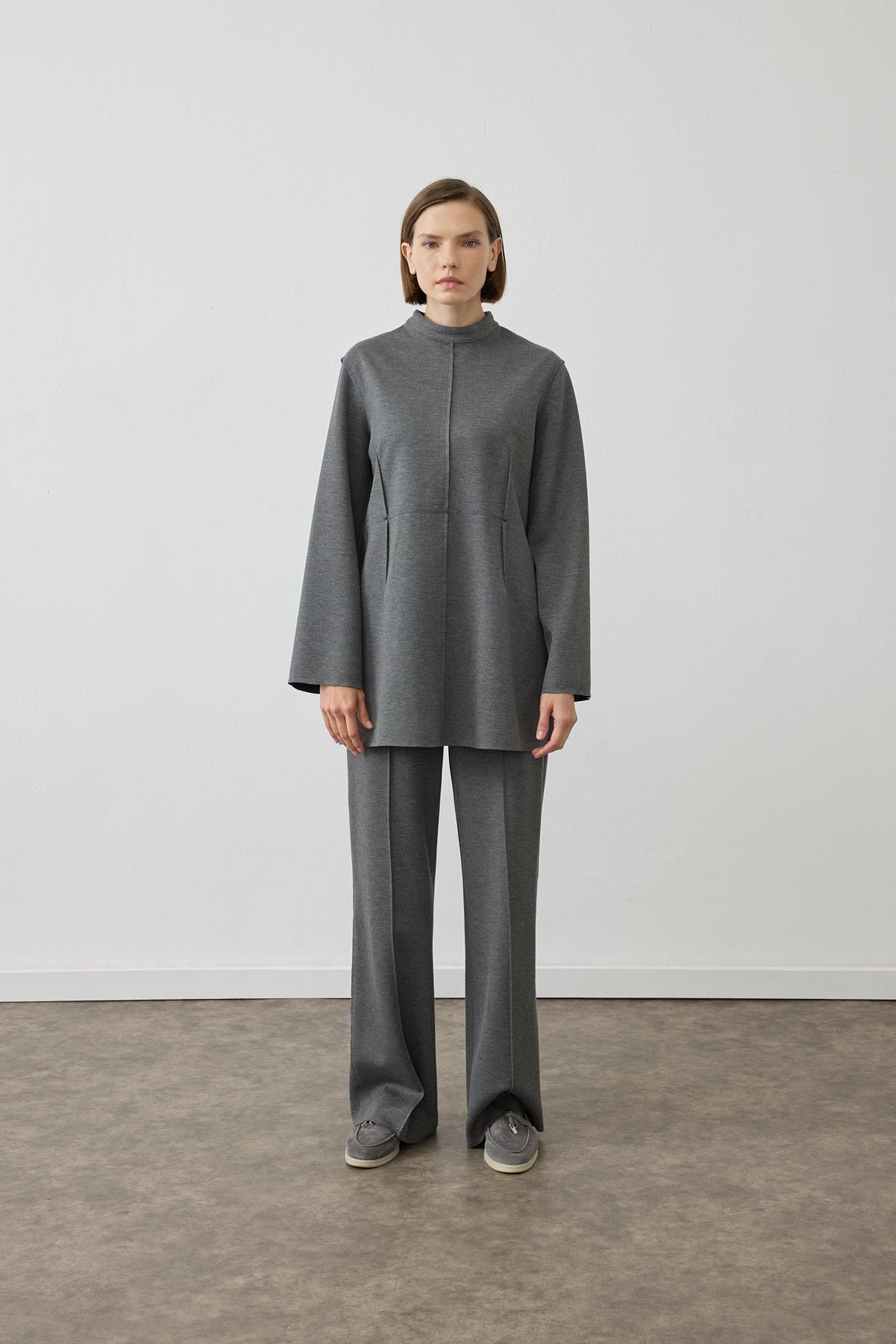 NORA STITCH DETAIL KNIT SET ANTHRACITE