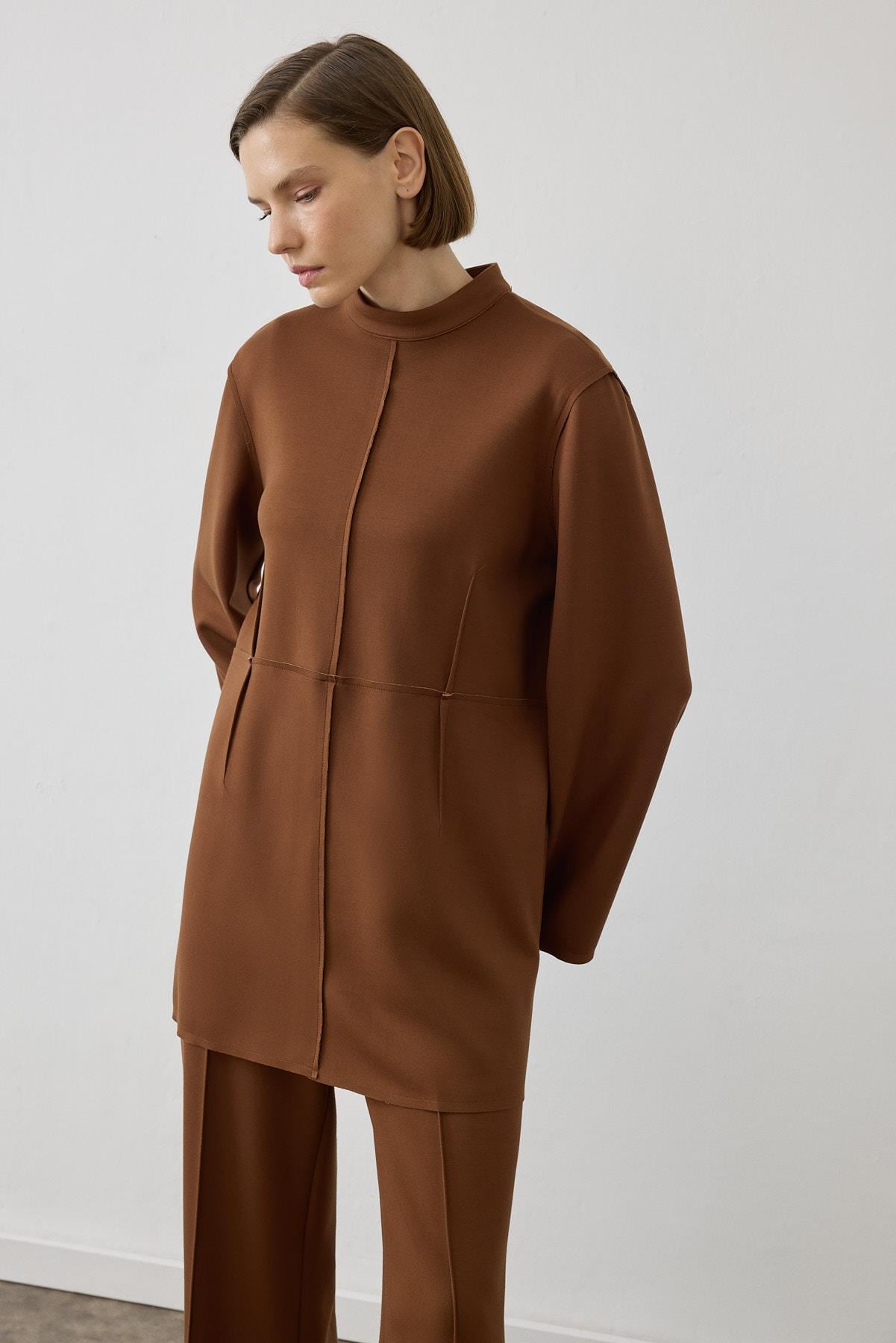 NORA DİKİŞ DETAYLI ÖRME TAKIM CAMEL