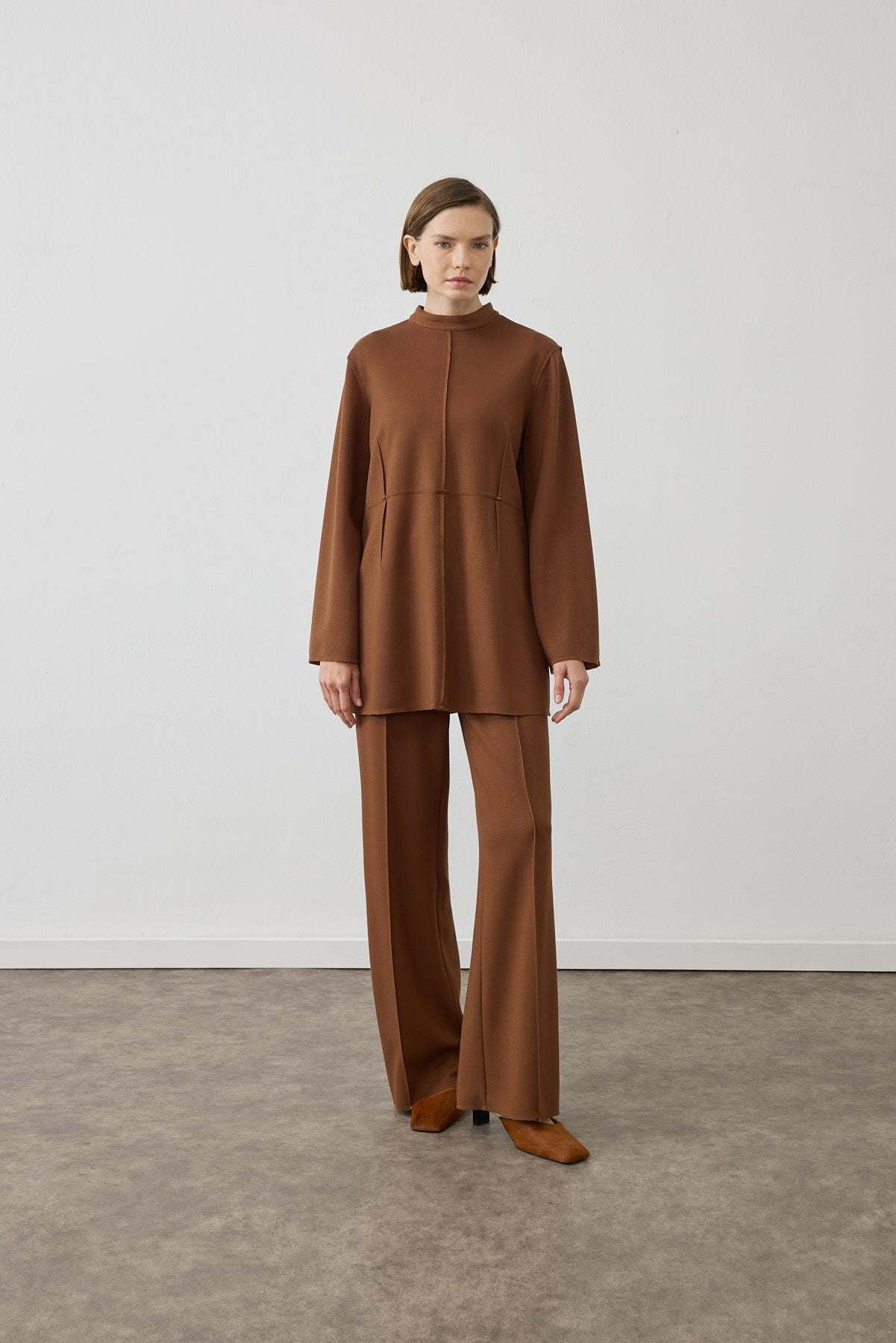 NORA DİKİŞ DETAYLI ÖRME TAKIM CAMEL