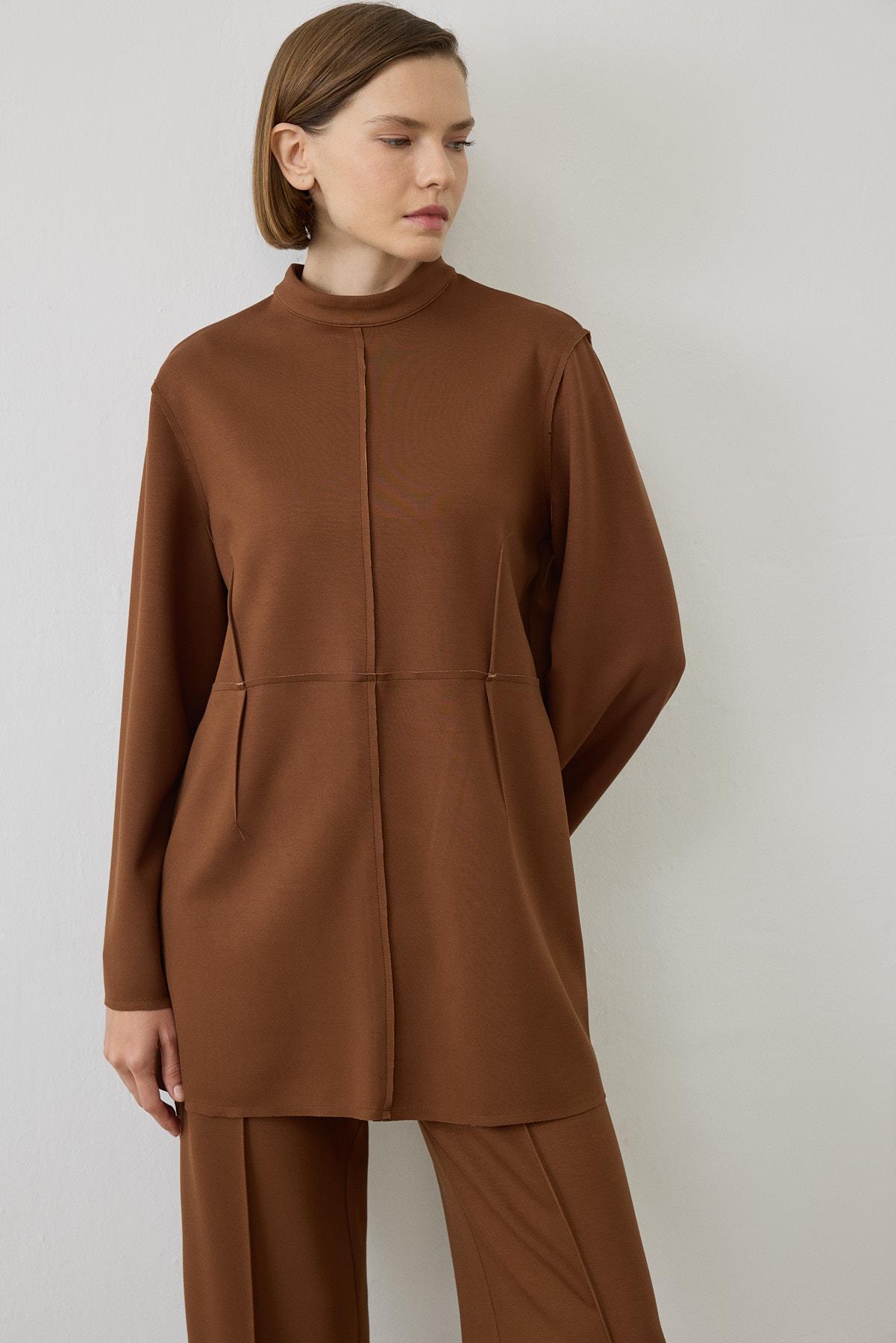 NORA DİKİŞ DETAYLI ÖRME TAKIM CAMEL