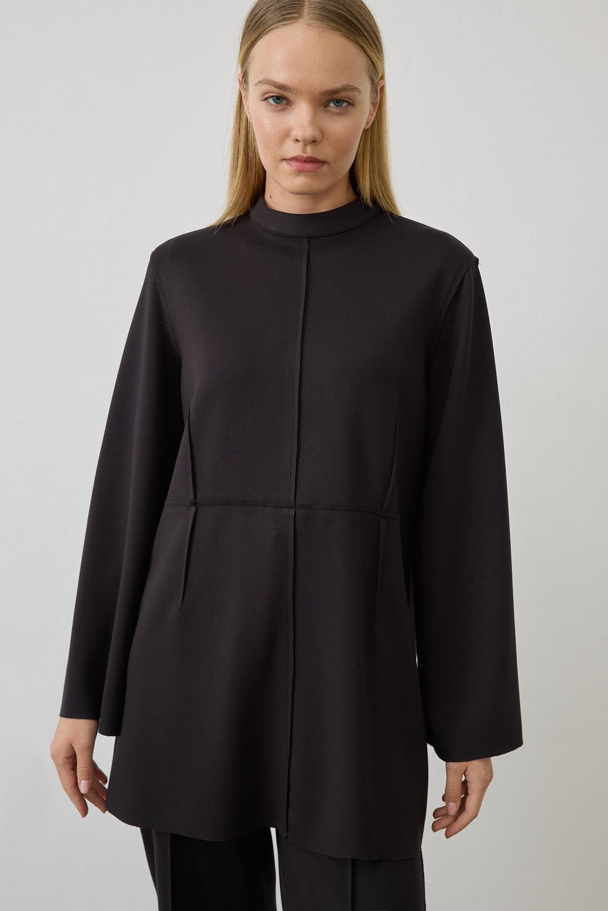 NORA DİKİŞ DETAYLI ÖRME TAKIM SİYAH