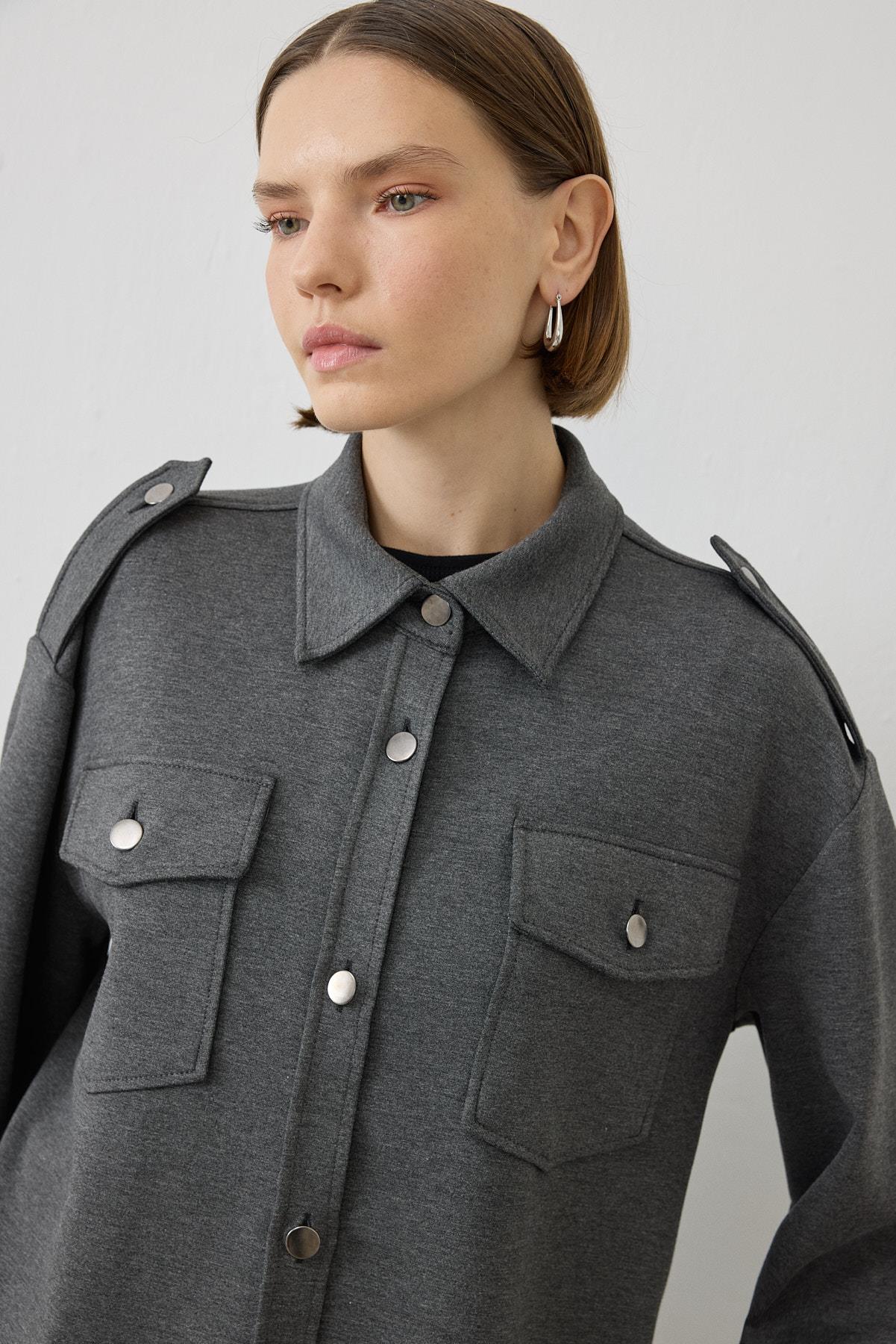 OLIVE CEPLİ ÖRME TAKIM ANTRASİT