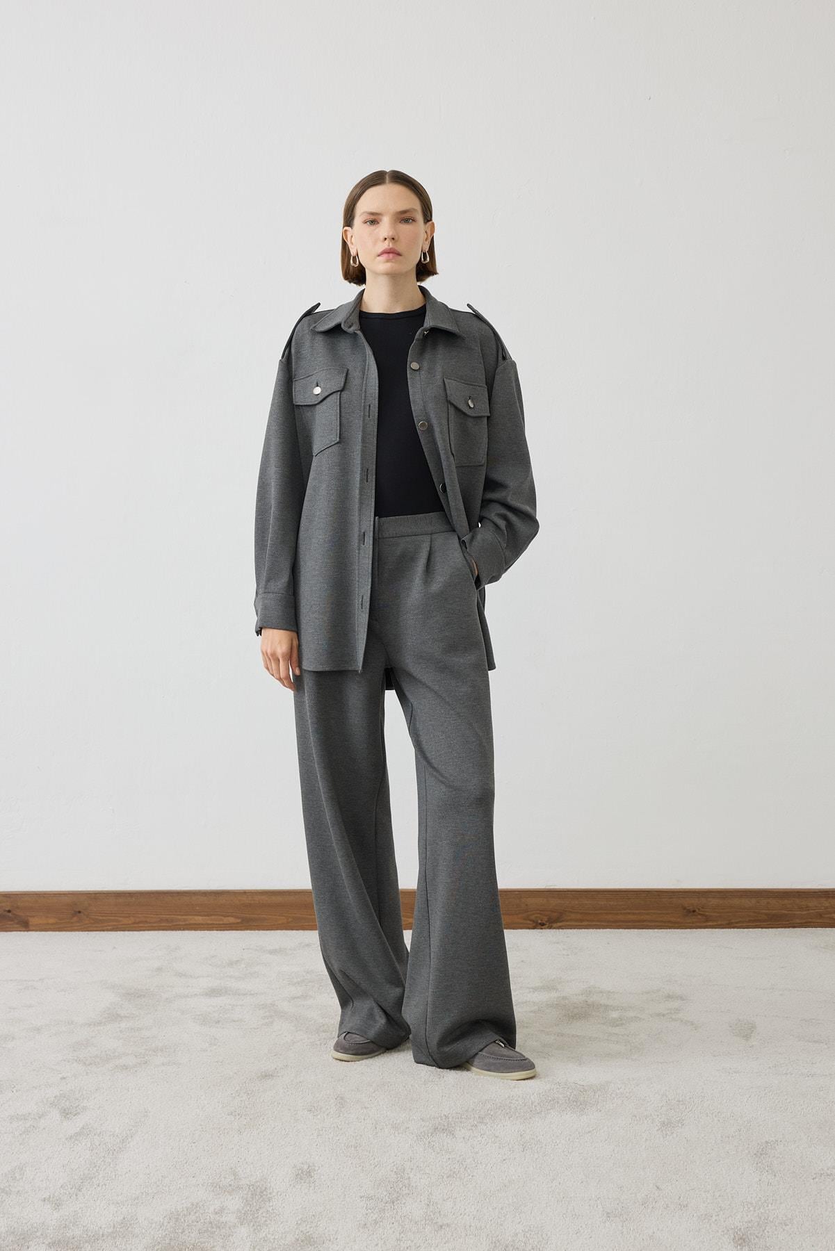 OLIVE CEPLİ ÖRME TAKIM ANTRASİT