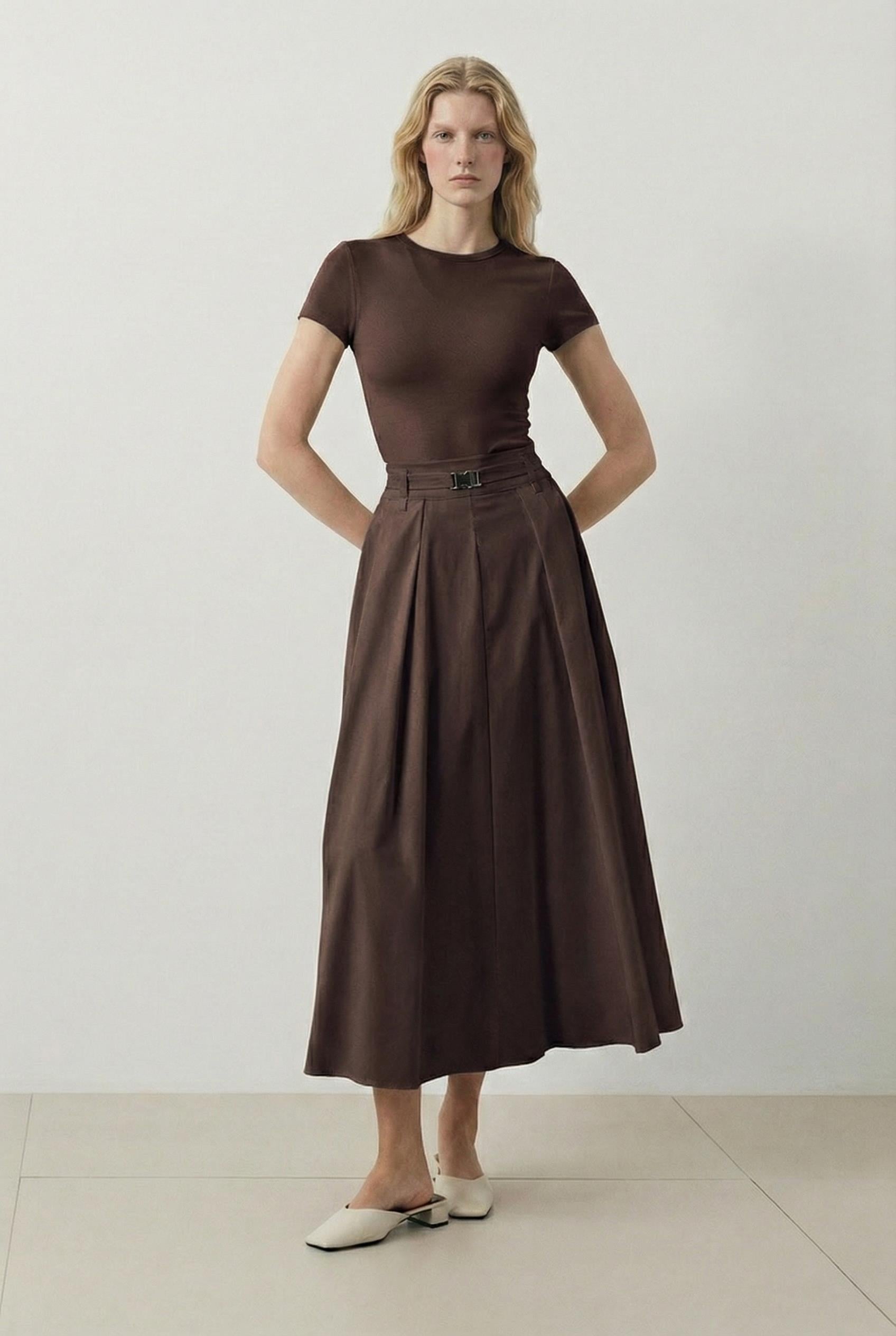 PARİS KOTON ETEK KAHVE