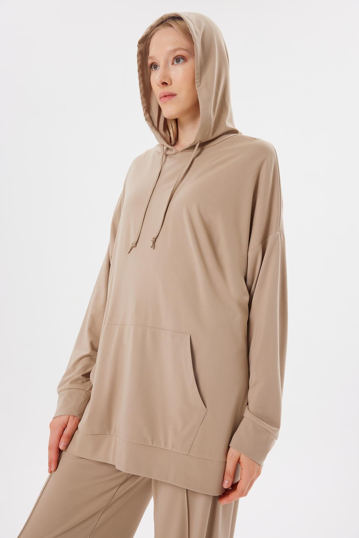 JERSEY MODAL HOODIE SET BEIGE