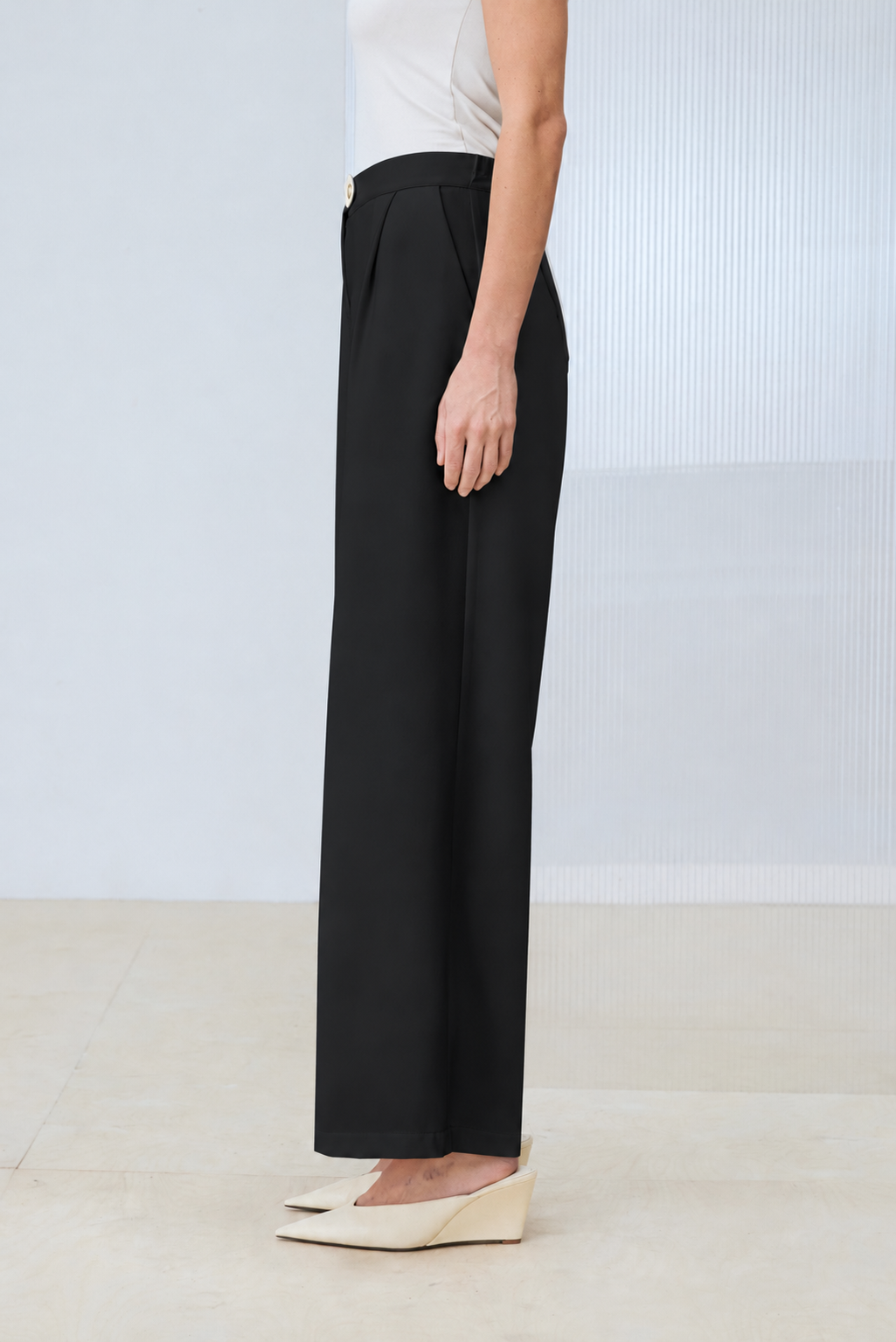 PERA PALAZZO PANTS BLACK