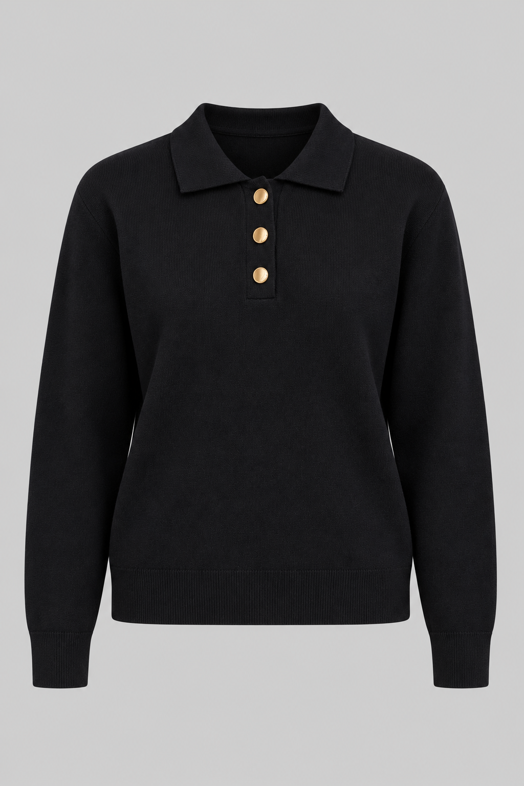 NOVITA VISCOSE COLLARED KNIT SWEATER BLACK