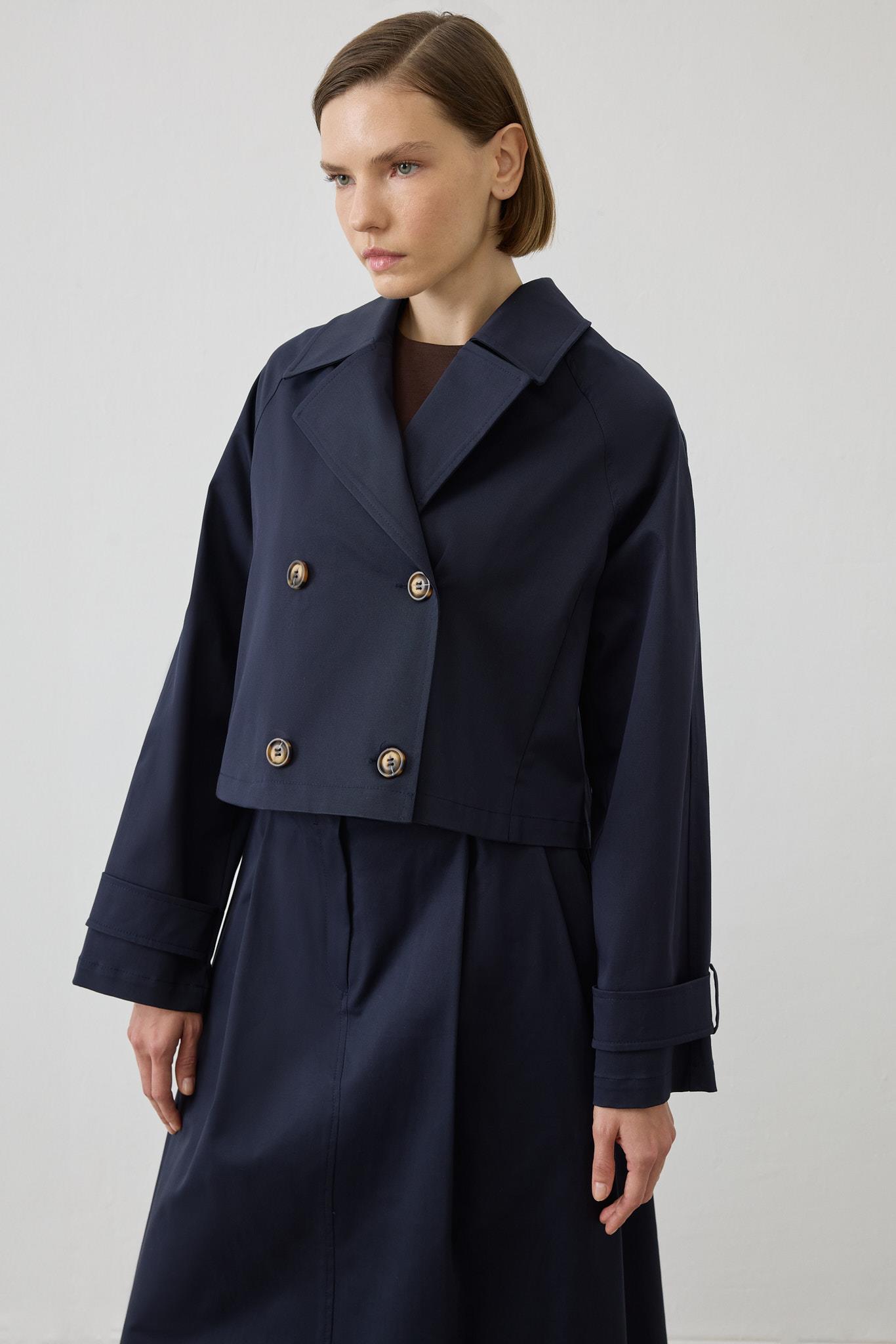 PERRY SHORT TRENCH COAT NAVY BLUE
