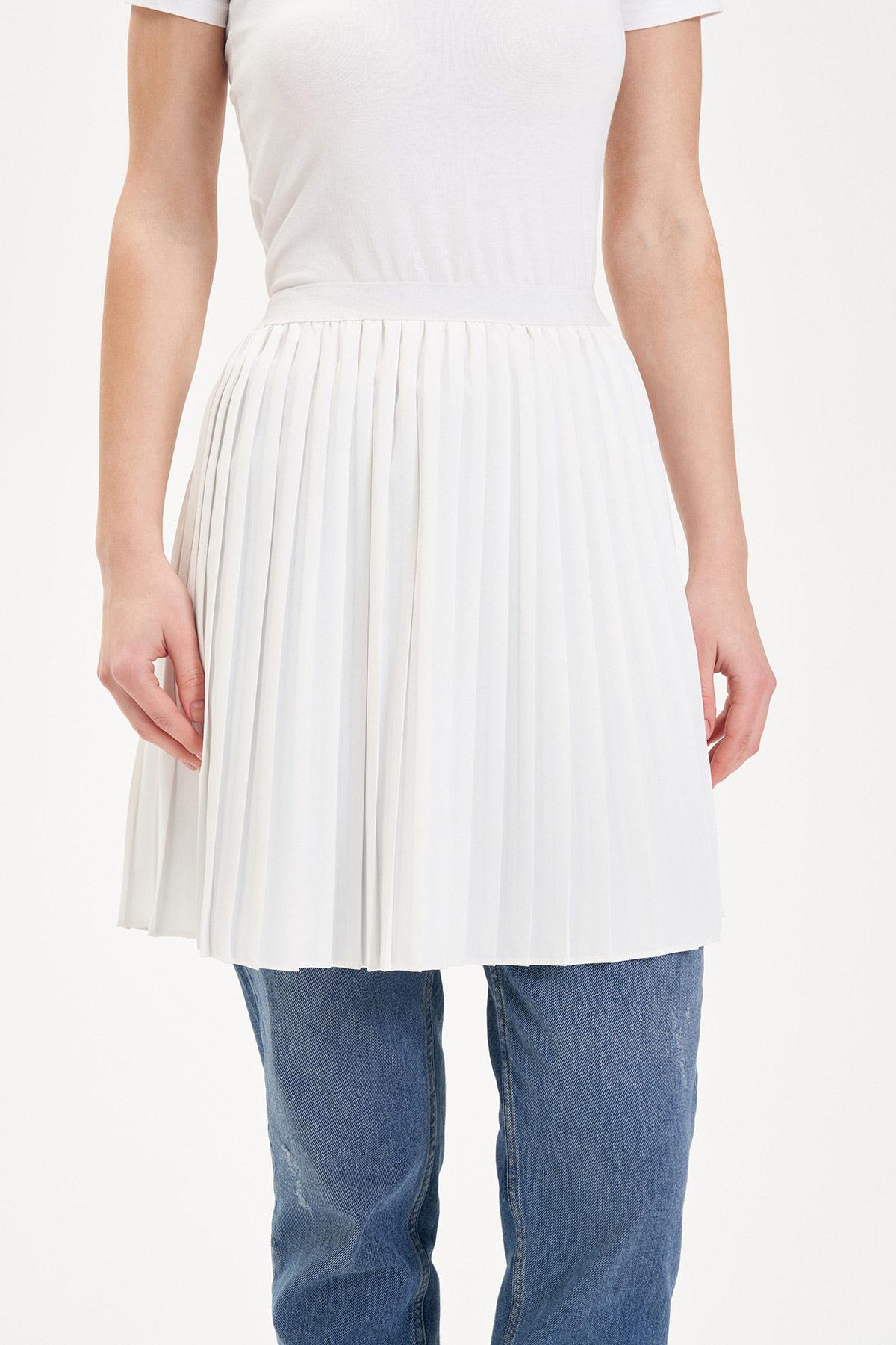 PLİSELİ KREP YARIM İÇLİK BEYAZ