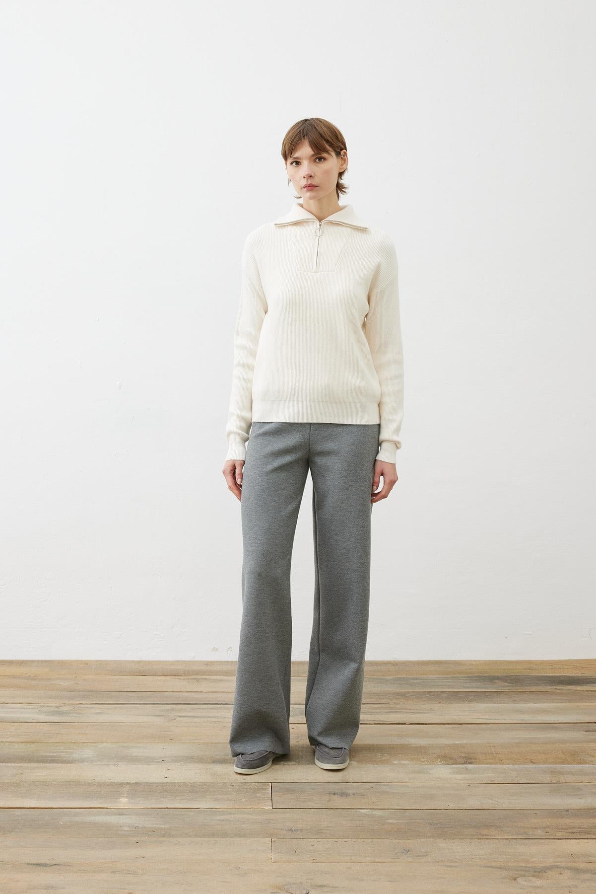 PREMIUM SELECTION ZIP UP SWEATER ECRU