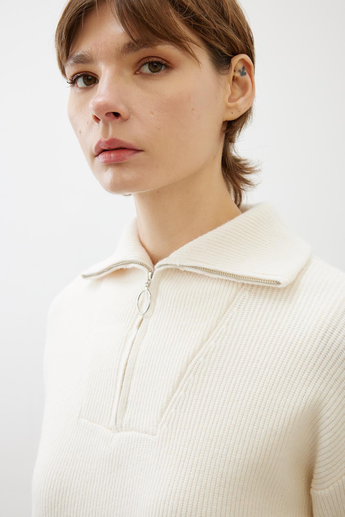 PREMIUM SELECTION ZIP UP SWEATER ECRU