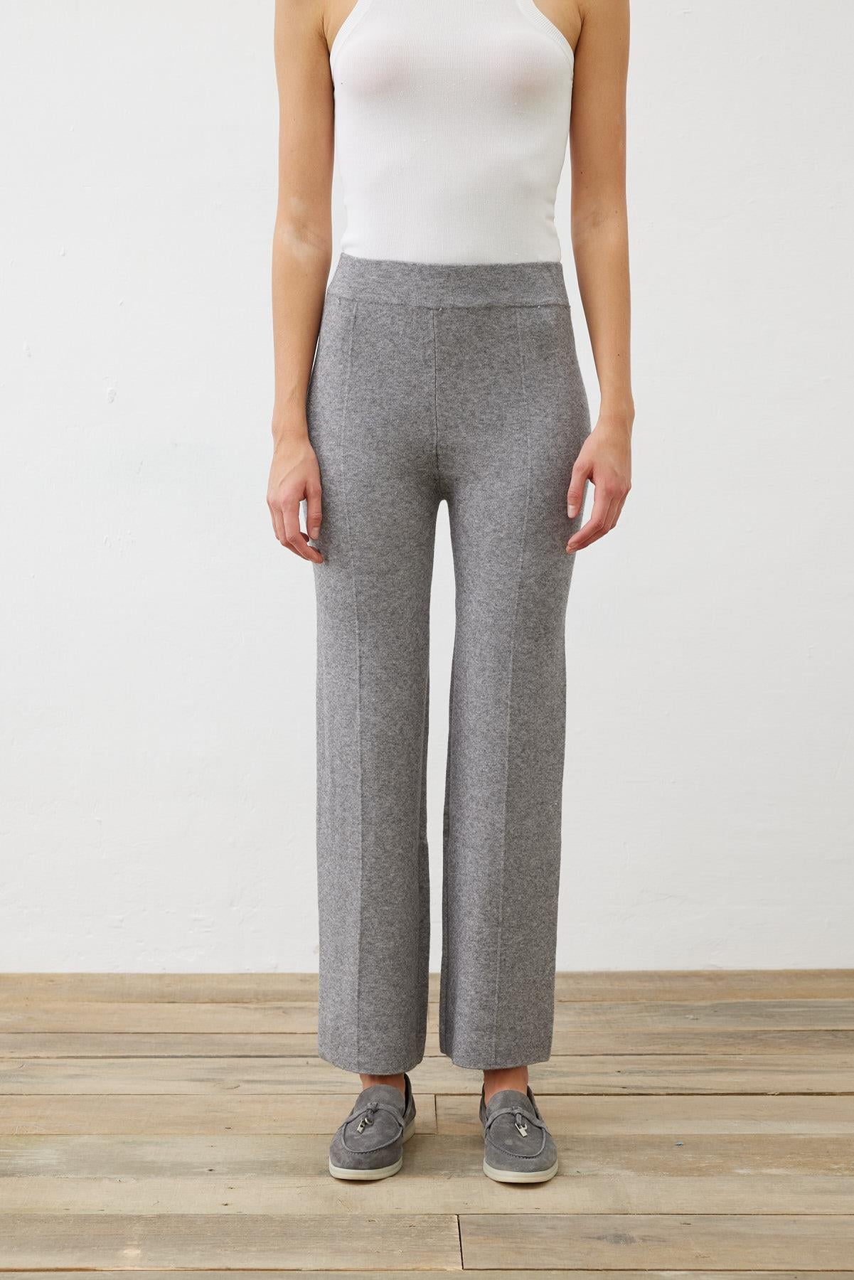 PREMIUM SELECTION KNIT WIDE LEG PANTS GRAY