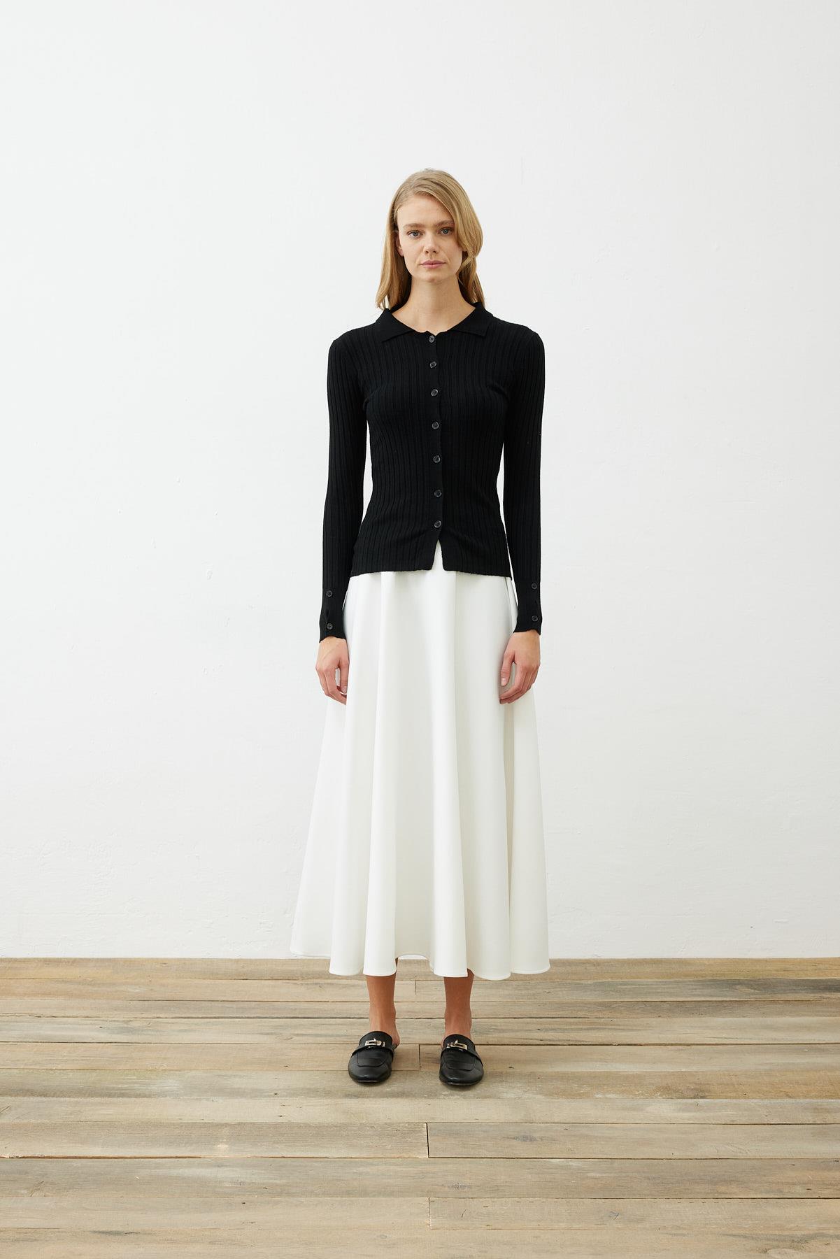 PREMIUM SELECTION COLLARED KNIT CARDIGAN BLACK