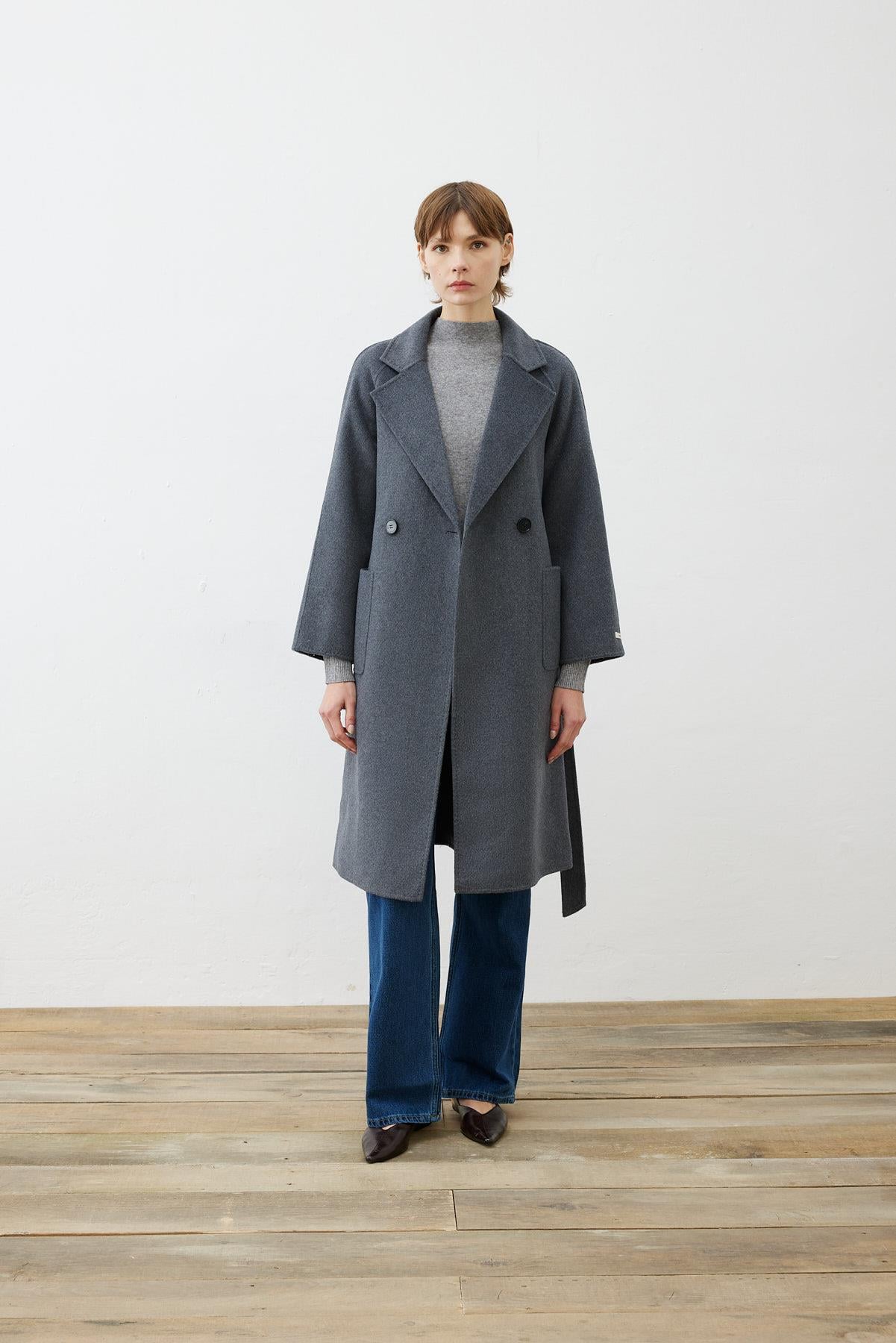 PREMIUM SELECTION WOOL CASHMERE OVERSIZE COAT GRAY