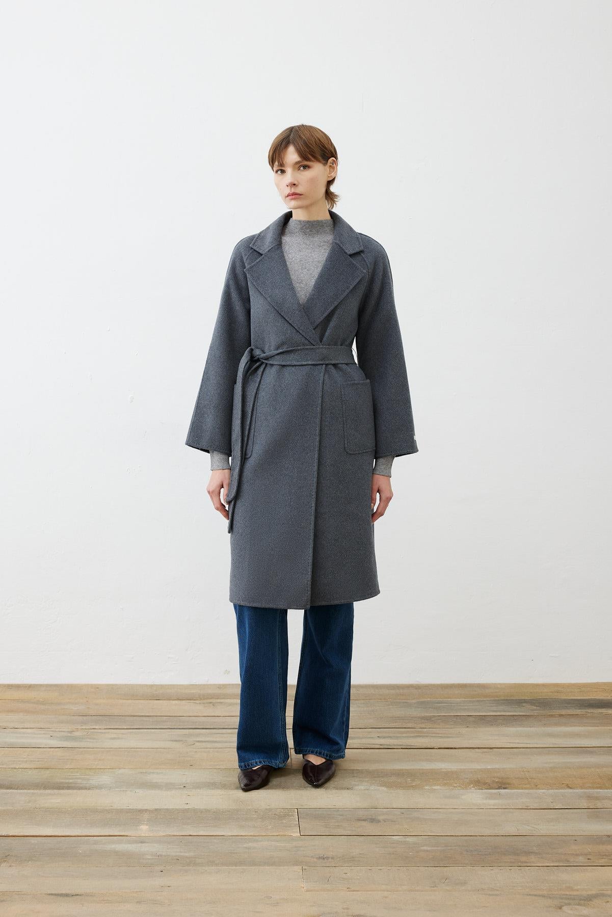 PREMIUM SELECTION WOOL CASHMERE OVERSIZE COAT GRAY
