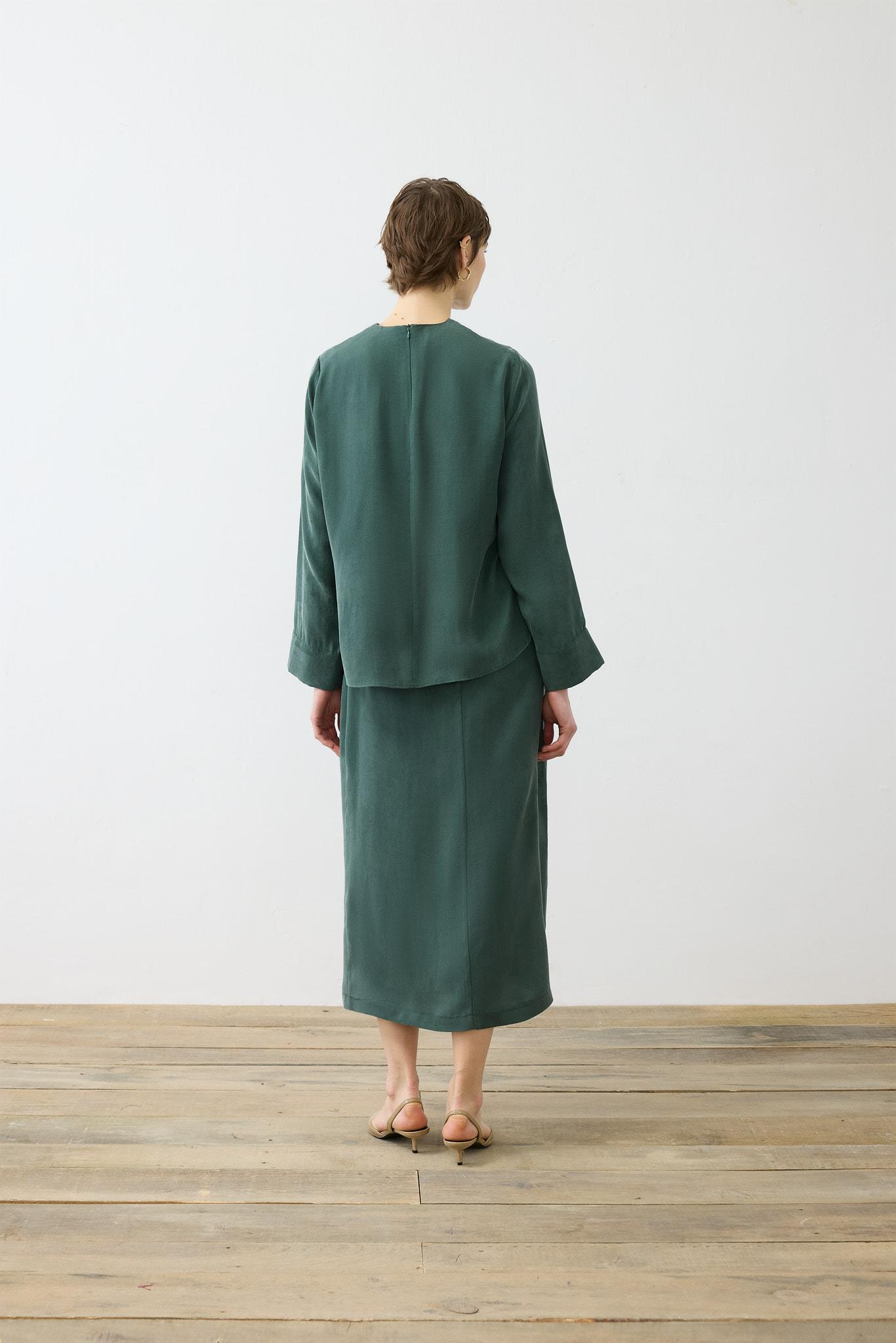 PRIME WASHED SILK DOUBLE BREASTED SKIRT SET KHAKI