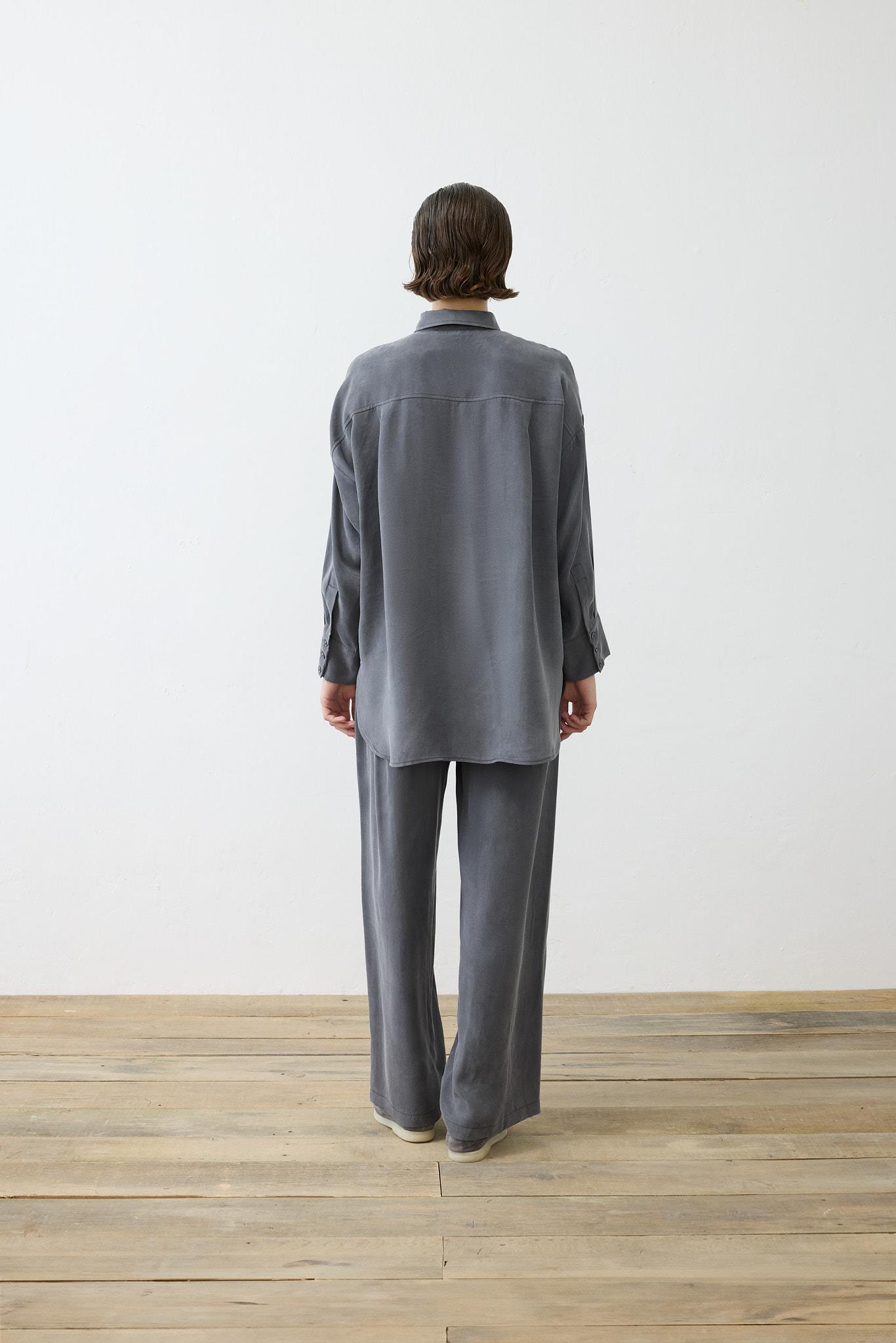 PRIME WASHED SILK PANTS SET ANTHRACITE