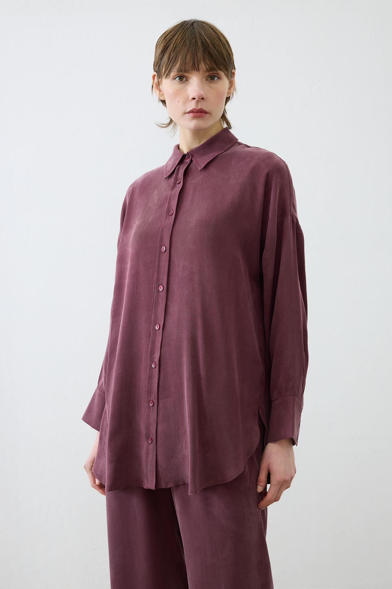 PRIME WASHED SILK PANTS SET BURGUNDY