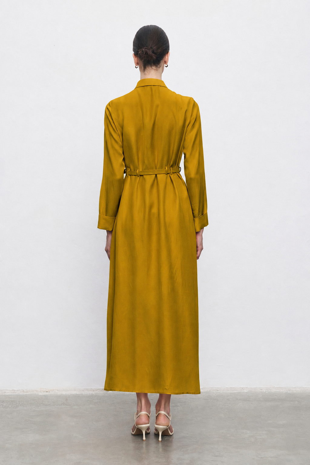 RACHEL LYOCELL KETEN GÖMLEK ELBİSE YAĞ YEŞİLİ