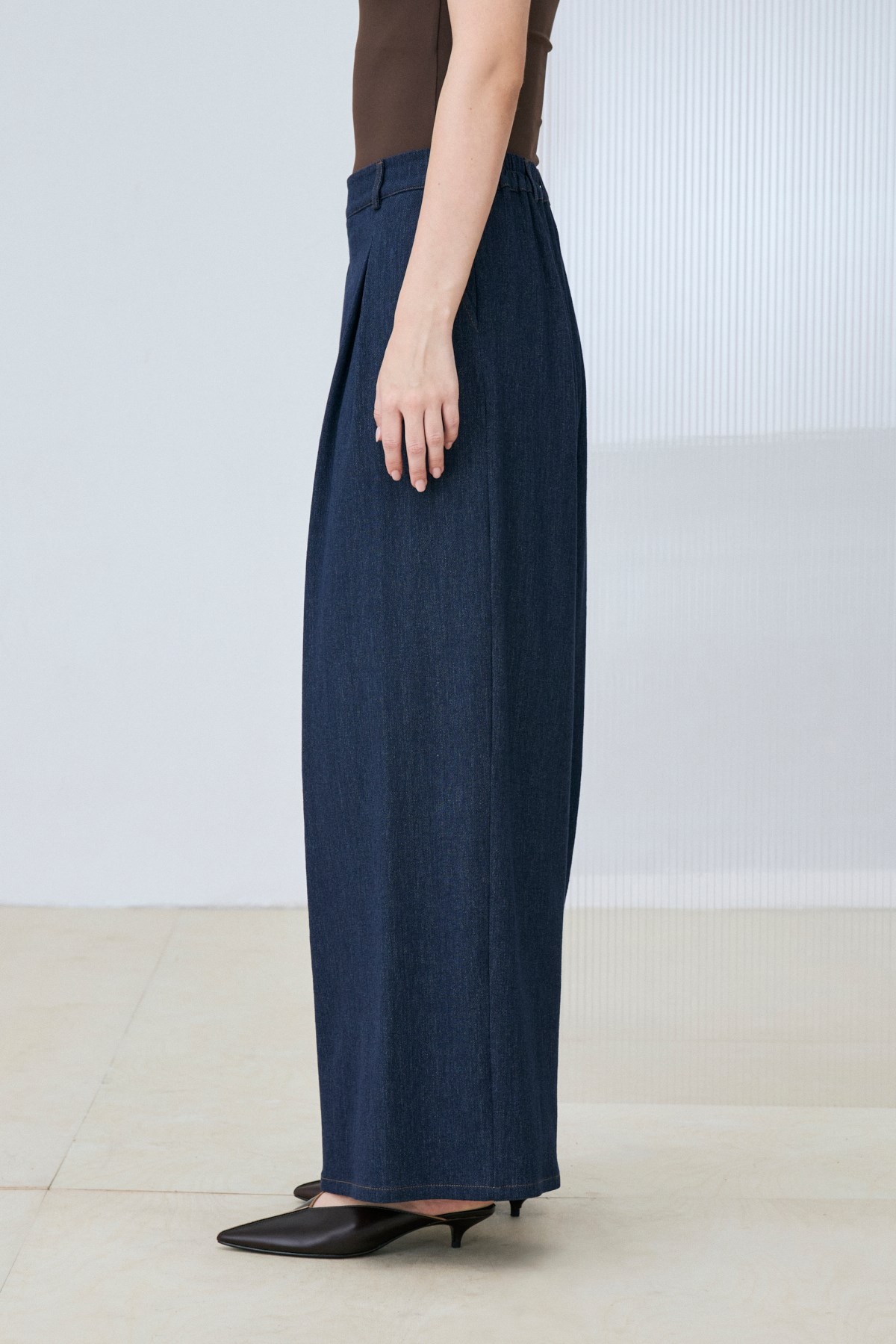RAYON DENİM PİLE DETAY PANTOLON LACİVERT