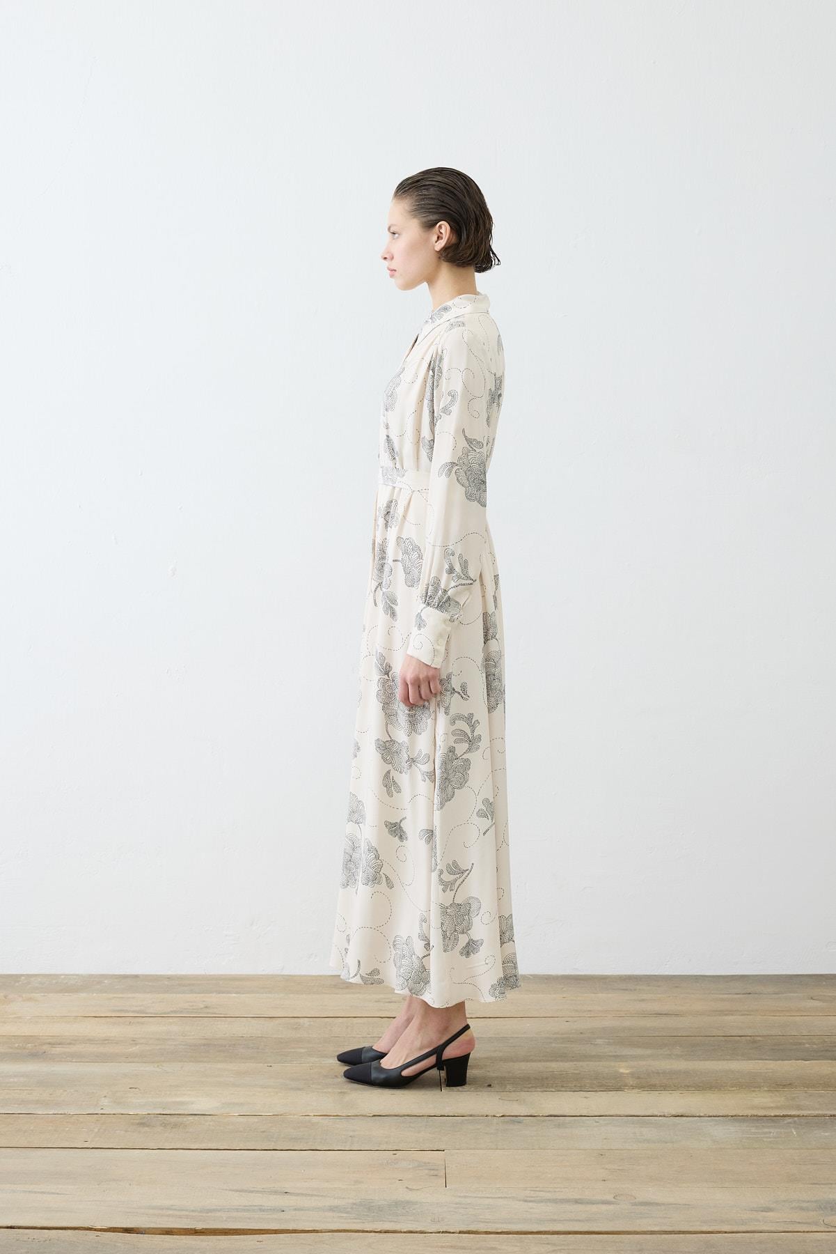 RITZ PATTERNED RAYON VISCOSE SHIRT DRESS BEIGE