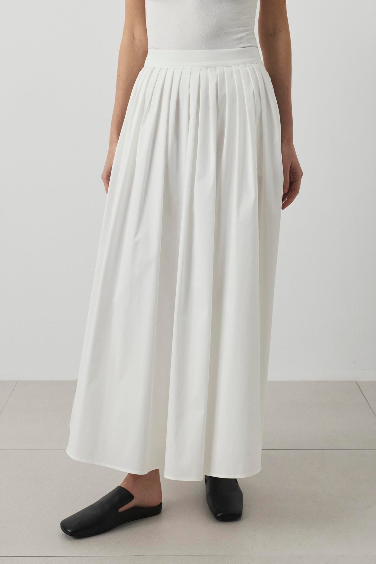 SALSA PAPER TOUCH PİLELİ KOTON ETEK BEYAZ