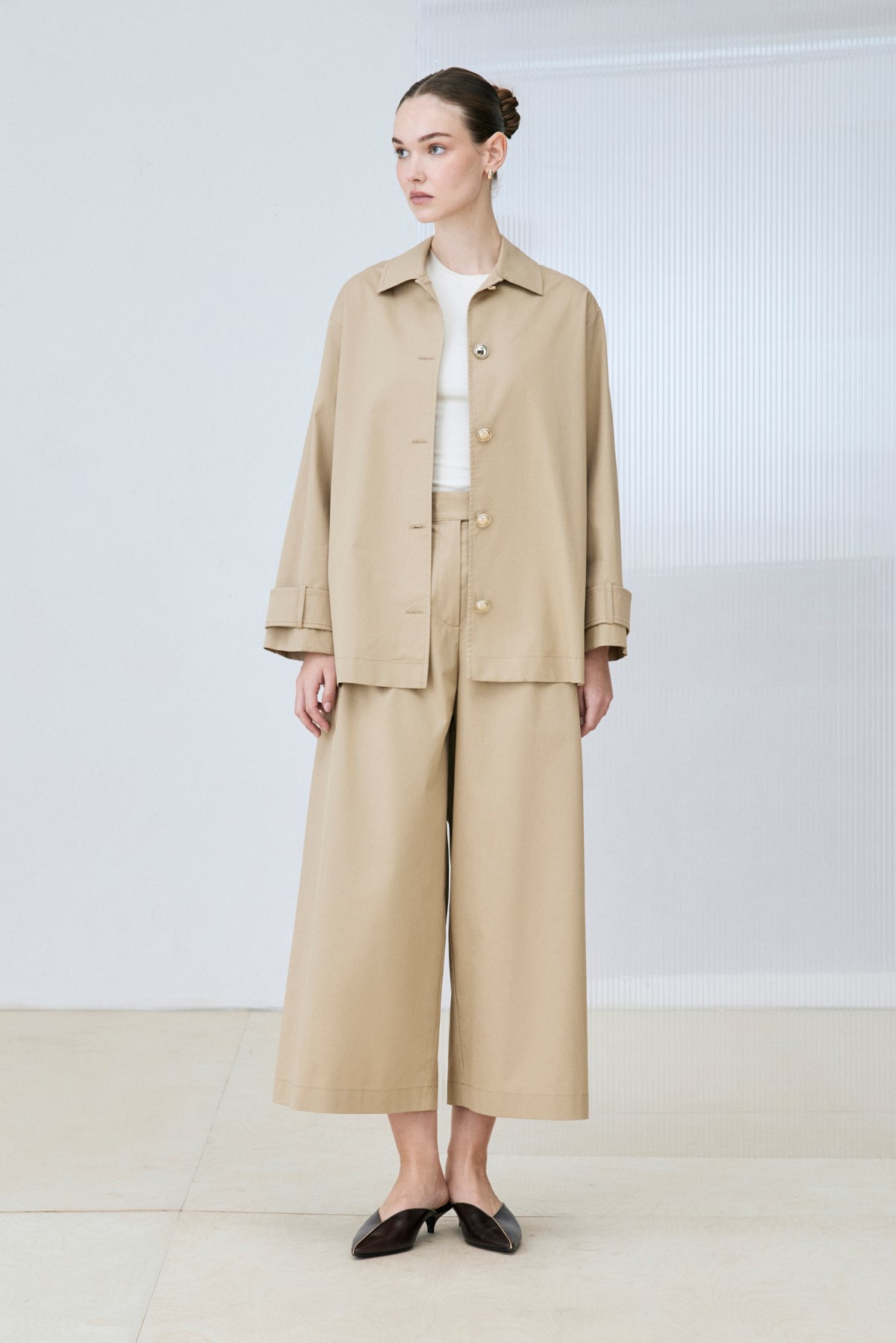 SANDA GOLD DÜĞMELİ CEKET PANTOLON TAKIM CAMEL
