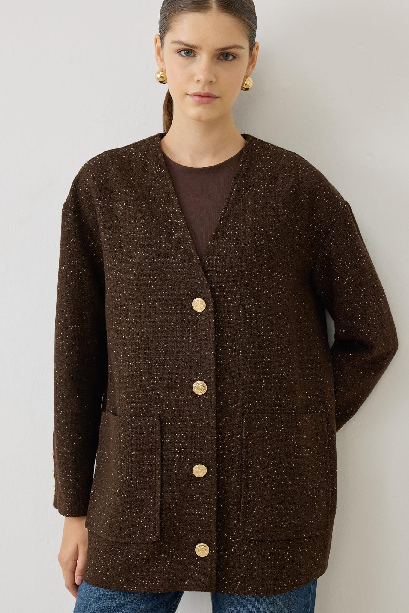SAVIN TWEED JACKET BROWN