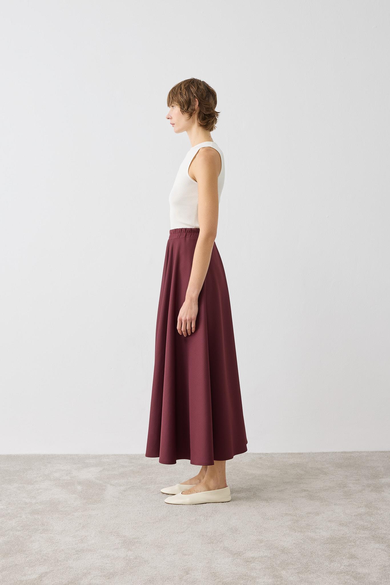SCUBA FLARED SKIRT BURGUNDY