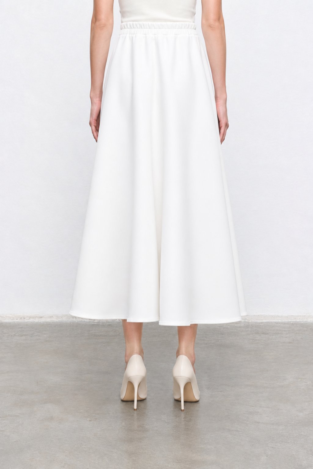 SCUBA FLARED SKIRT ECRU