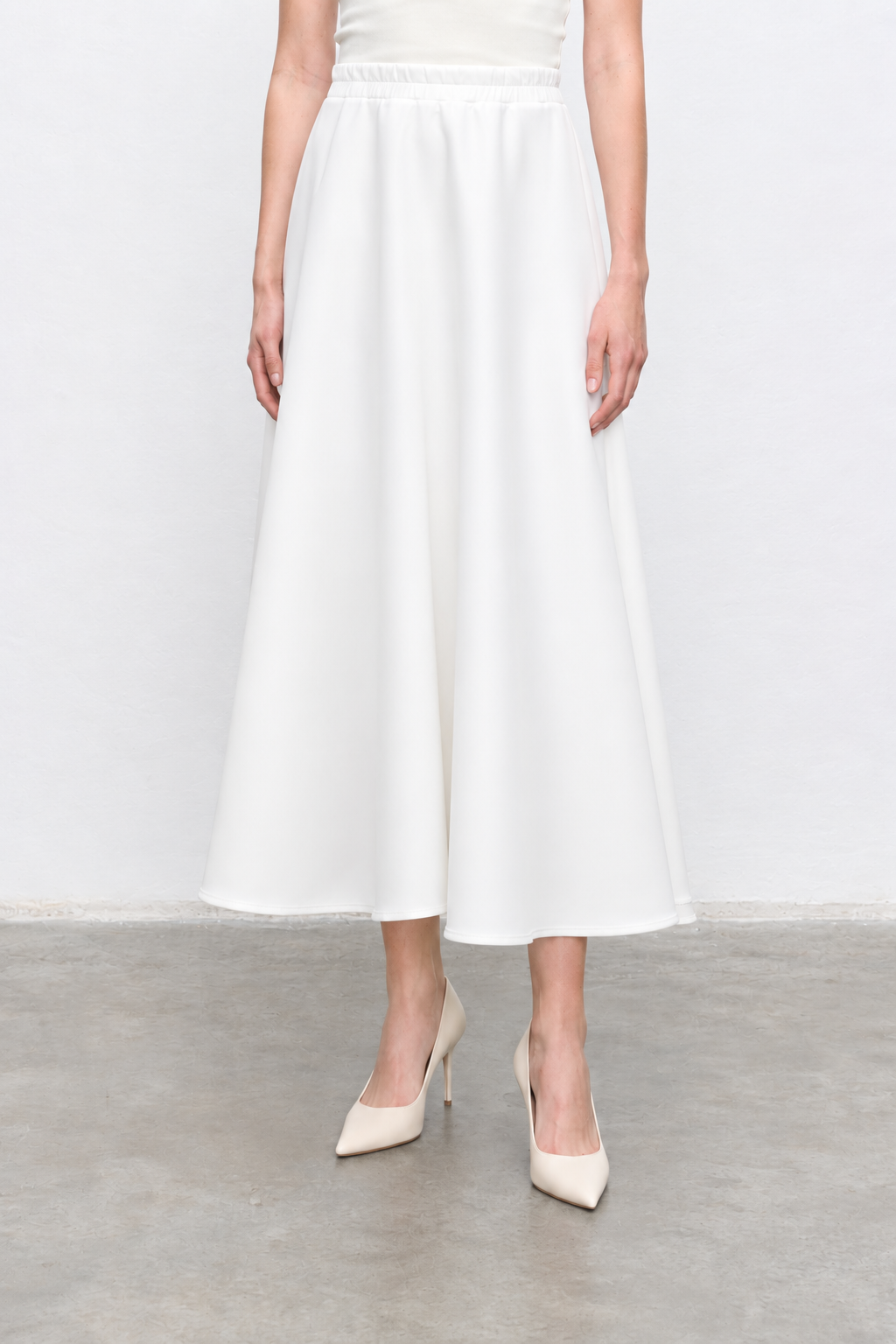 SCUBA FLARED SKIRT ECRU