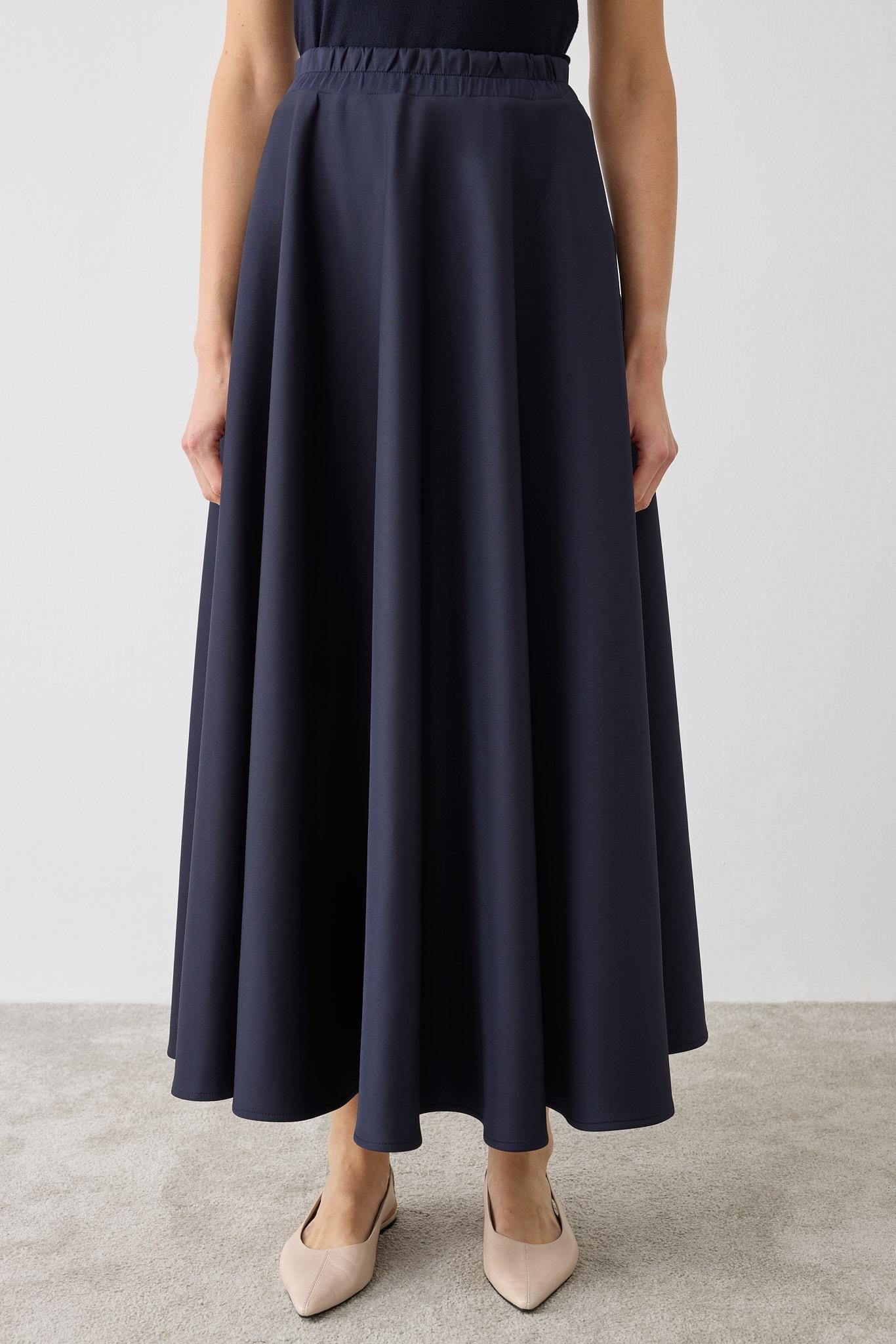 SCUBA FLARED SKIRT NAVY BLUE